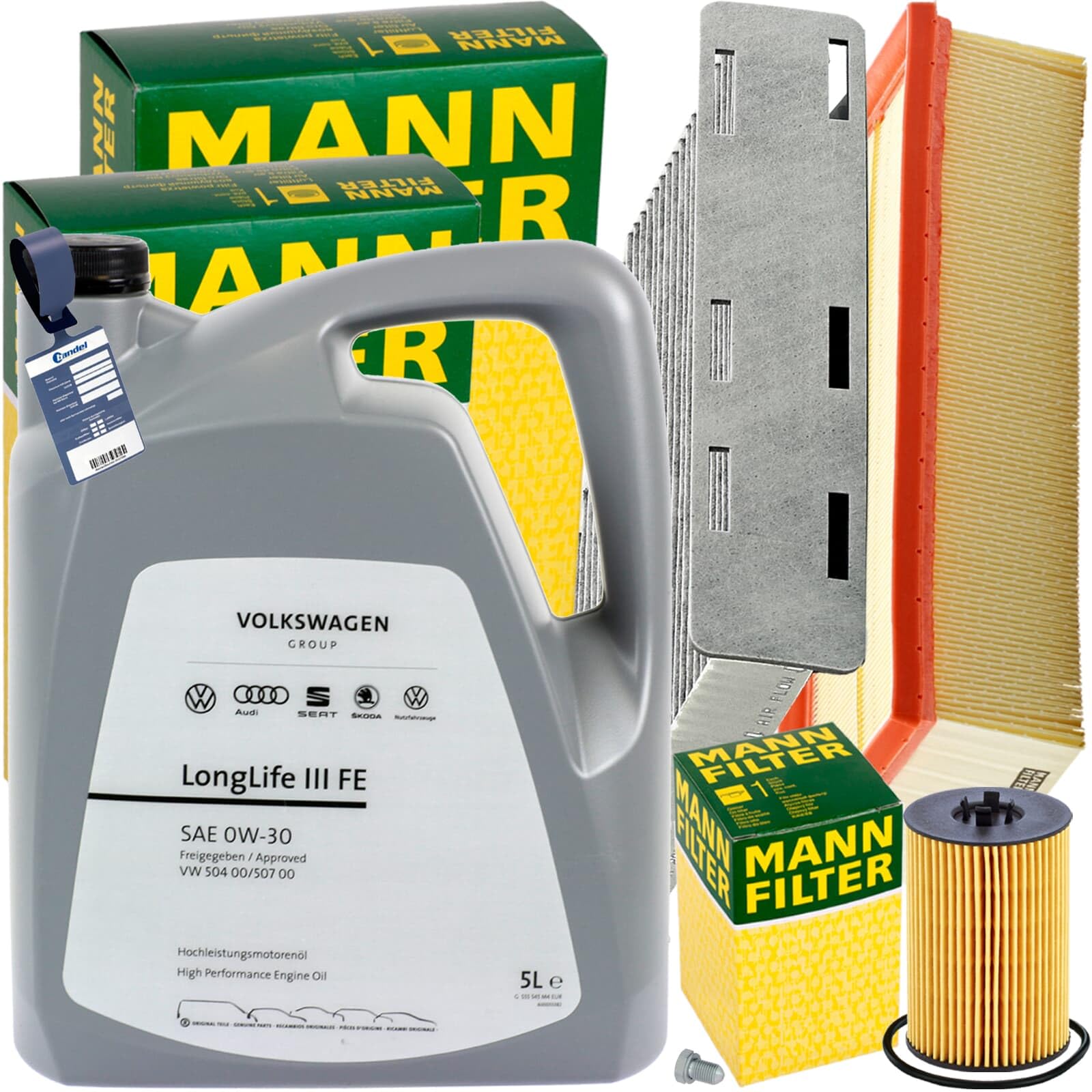 Inspektionspaket + 5L 0W-30 Öl passend für 2.0 TDI