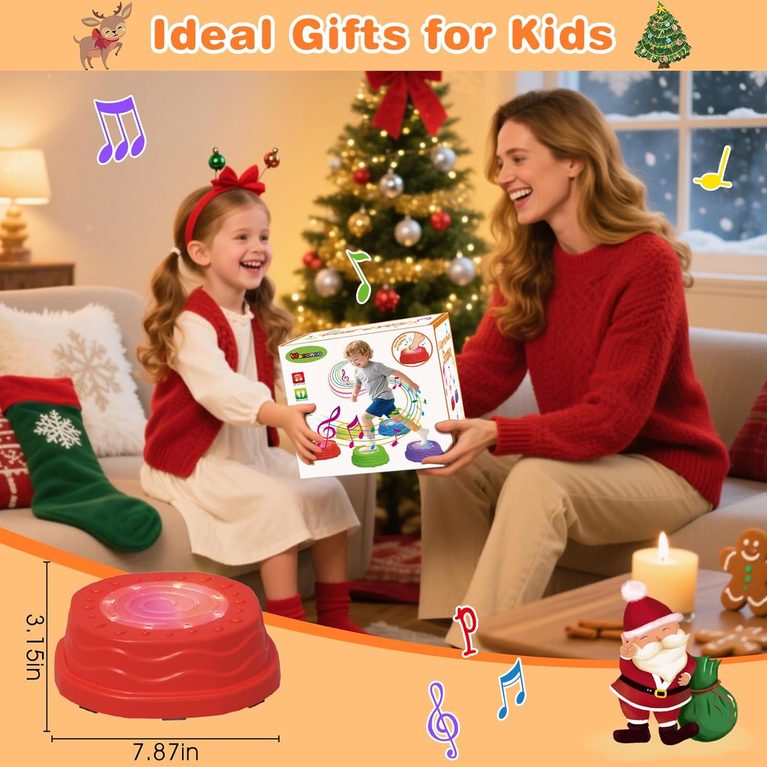 Music & Light up Stepping Stones for Kids, Non-Slip Toddler Balance Stepping Stone for 3 4 5 6 7 Year Old, Outdoor & Indoor Sensory Toys, Motor Skill & Coordination, Toys for Toddlers 3-5 4-8