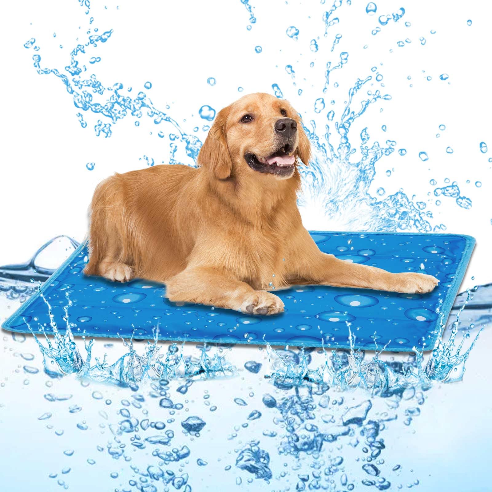 aingycy Dog Cooling Mat Water Injection Pet Cool Pads Dogs & Cats Pet Cooling Blanket for Outdoor Car Seats Beds (Blue, 24 * 18IN)