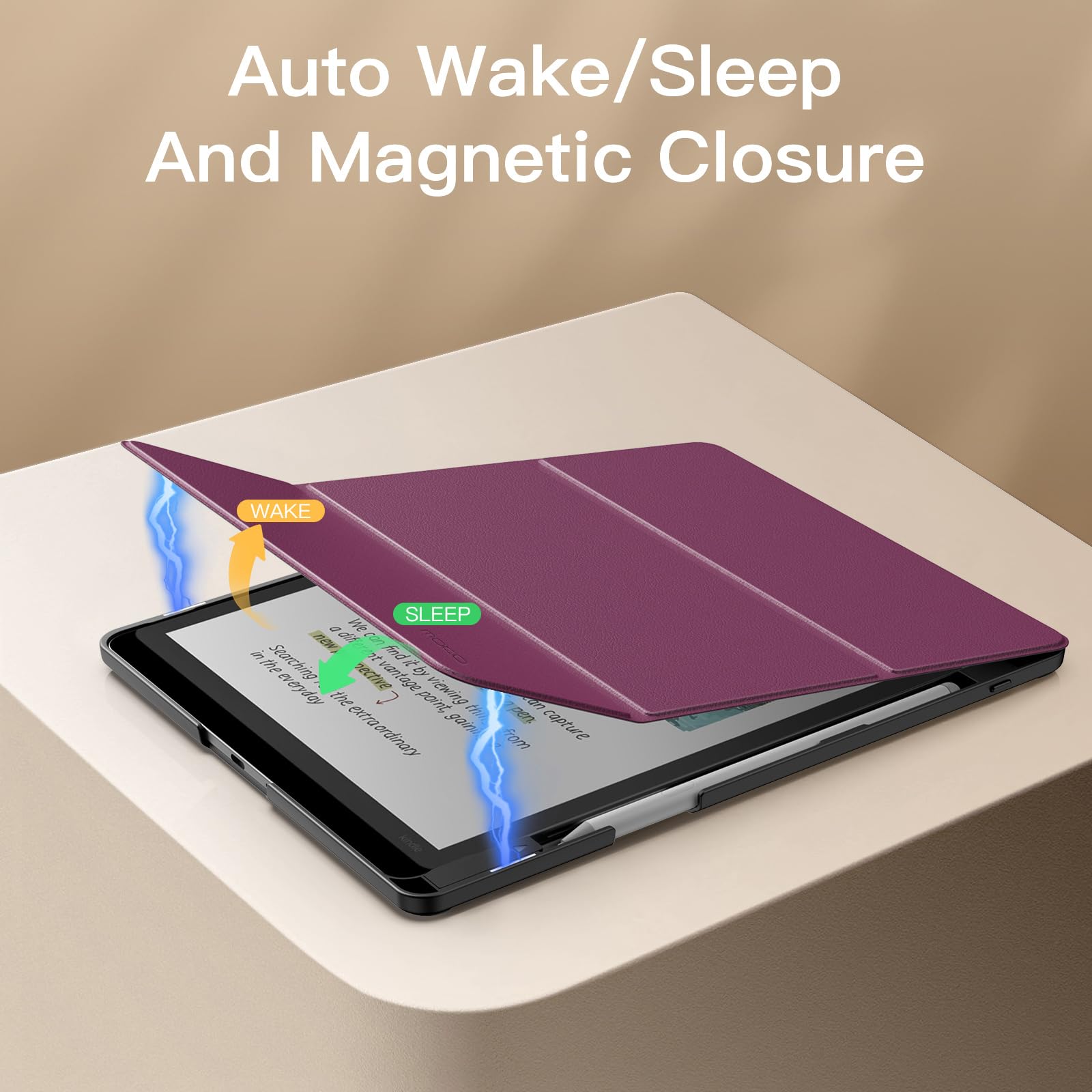 MoKo Custodia Supporto per Kindle Scribe 11"(3a Gen 2025) e Kindle Scribe Colorsoft(1a Gen. 2025) - Copertina a Tre Ante con Spazio per Penne, Auto Sonno/Sveglia, Fico