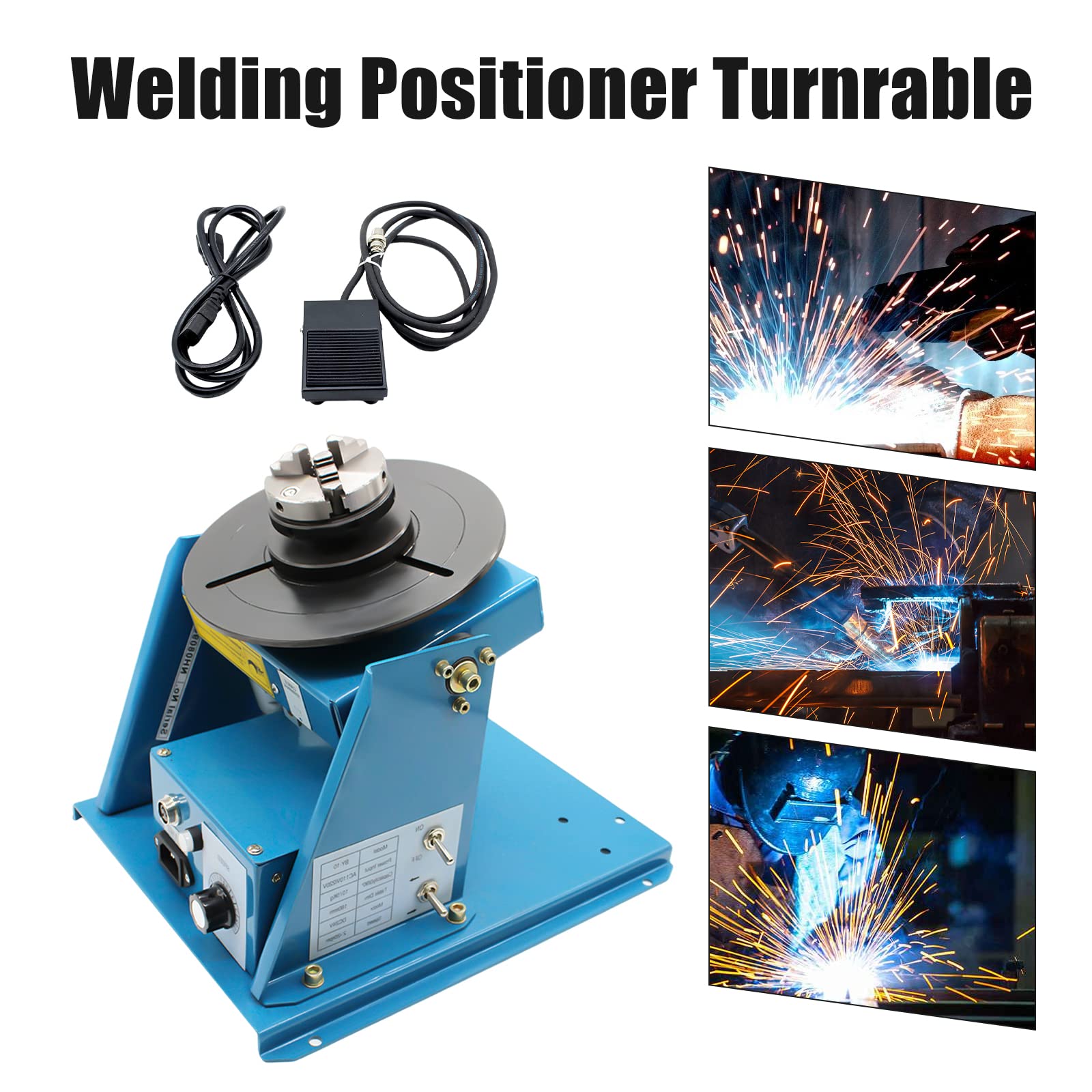 220 V stół spawalniczy pozycjoner spawalniczy 2-10 obr./min, manipulator 10 kg (poziomo) / 5 kg (pionowo), stół obrotowy 0-90°, kąt nachylenia 0-90°, uchwyt trójszczękowy do cięcia, szlifowania,
