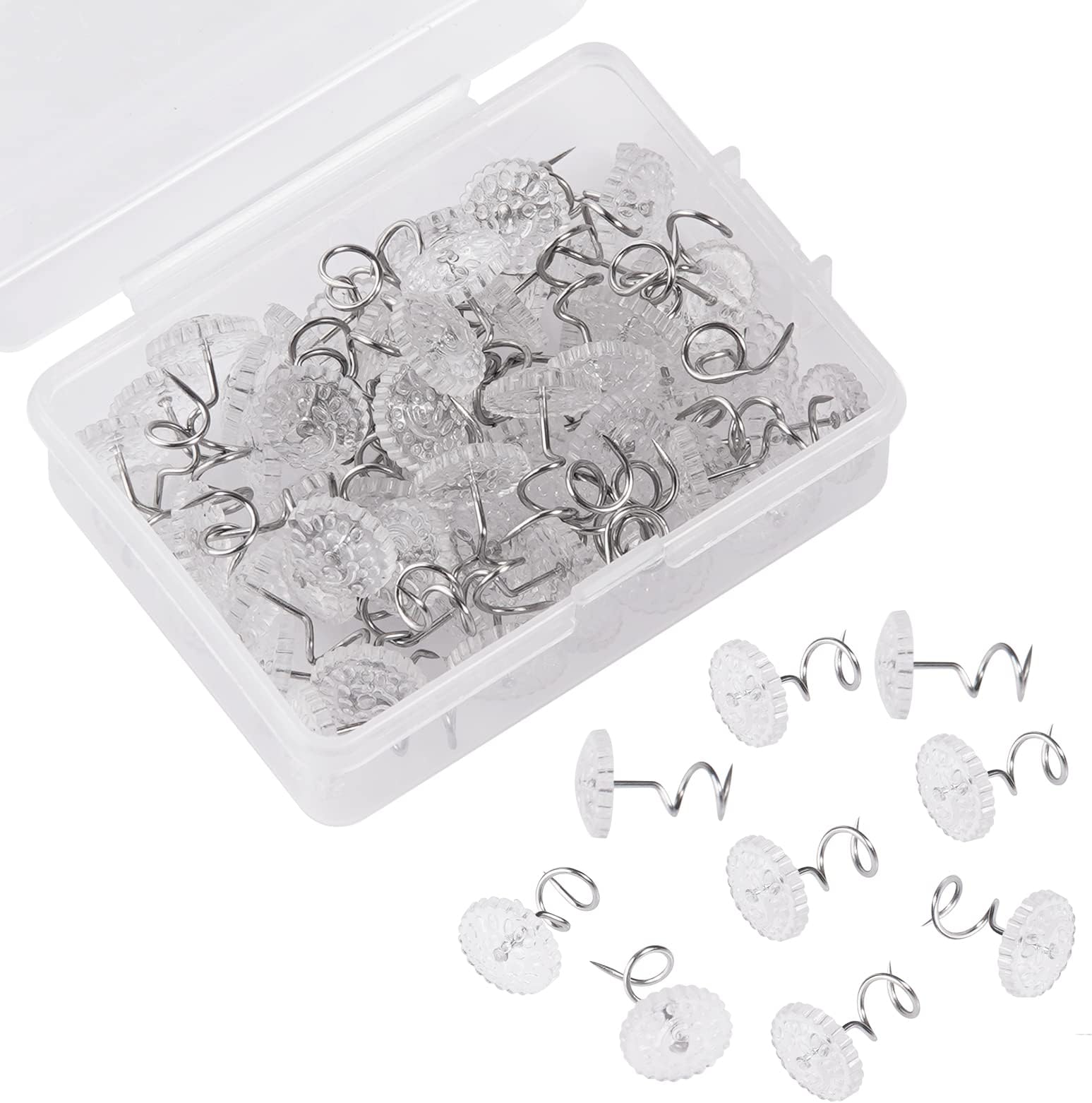 JFFX 50 Pieces Upholstery Tacks, Twist Pins for Slipcovers and Bedskirts Clear Head