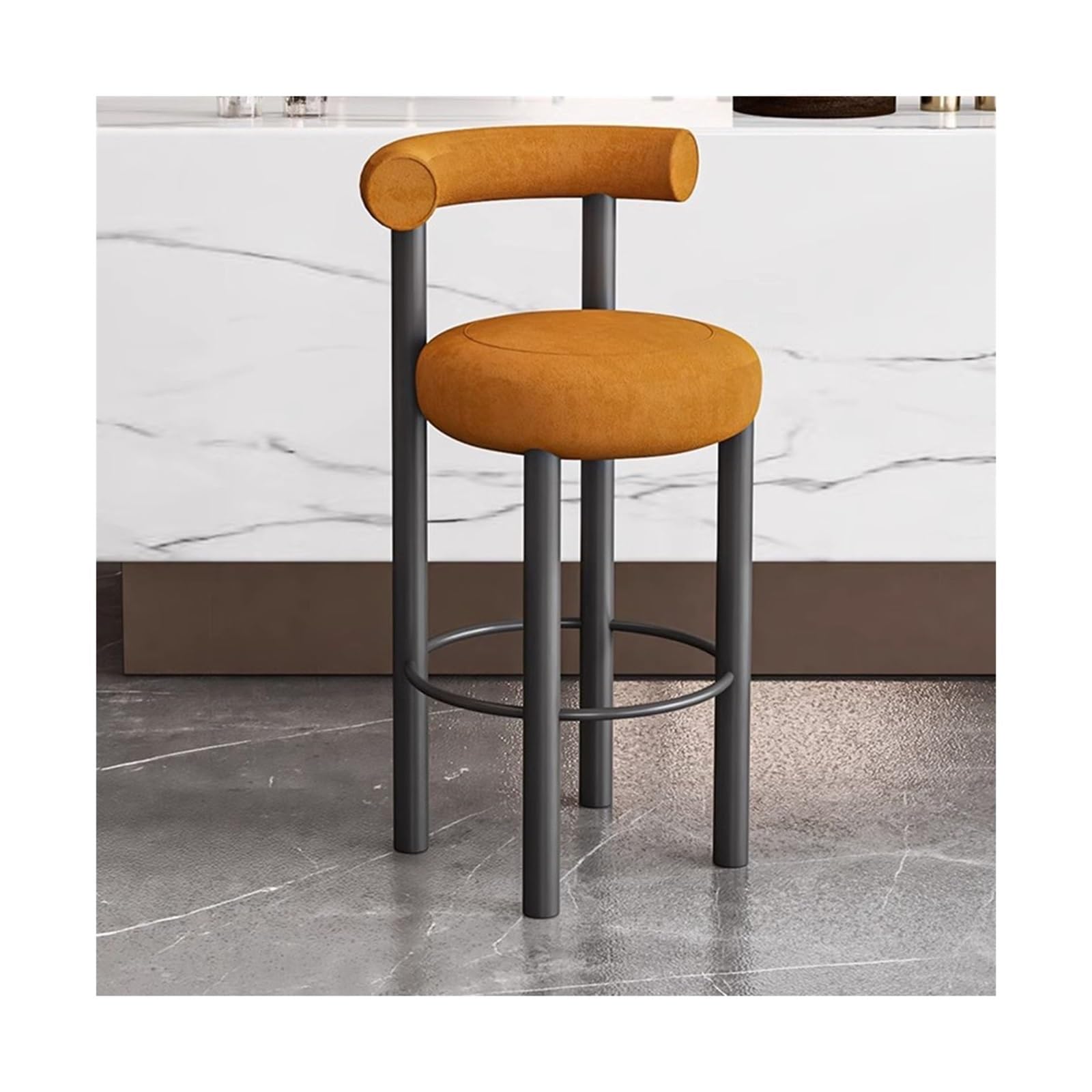 Chaise de bar avec dossier luxueux au design élégant pour îlot de cuisine raffiné