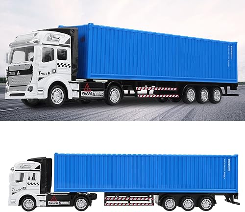 Miniatura 7 de SUNGOOYUE 148 Contenedor camión modelo juguete, simulación niños contenedor camión modelo juguetes para niños regalo juguete (azul)