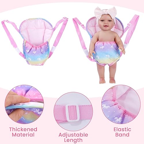 Miniatura 3 de BABESIDE Reborn Baby Doll Carrier Accessories with 2Pcs Baby Dolls Diapers for 12-15 inch Dolls, Adjustable Straps