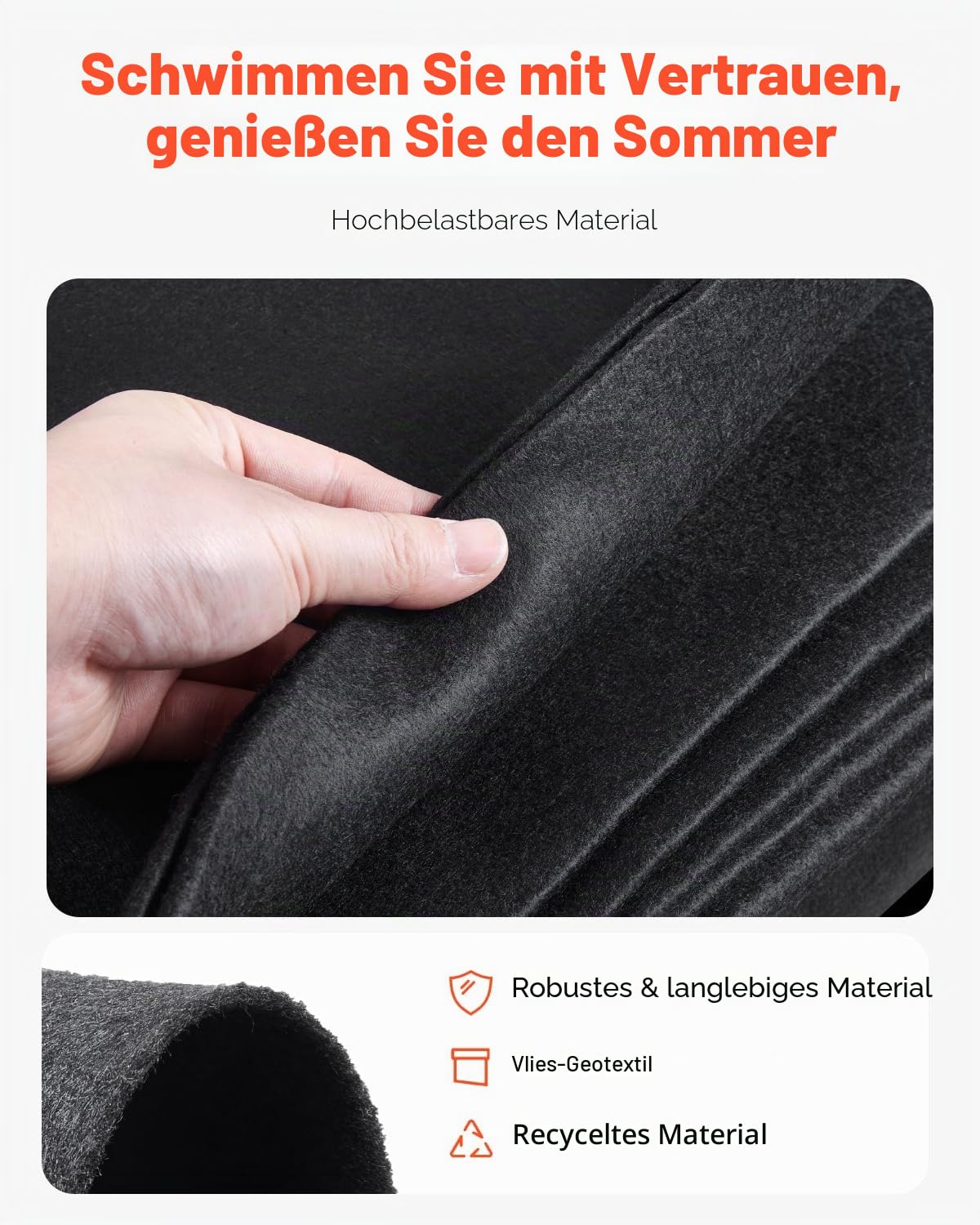 VEVOR Poolunterlage, 6,4 m, Bodenplane für oberirdische Schwimmbecken, extra Dicke Bodenschutzplane, Aufstellpool Poolmatte aus Geotextilmaterial, verlängert die Lebensdauer der Folie