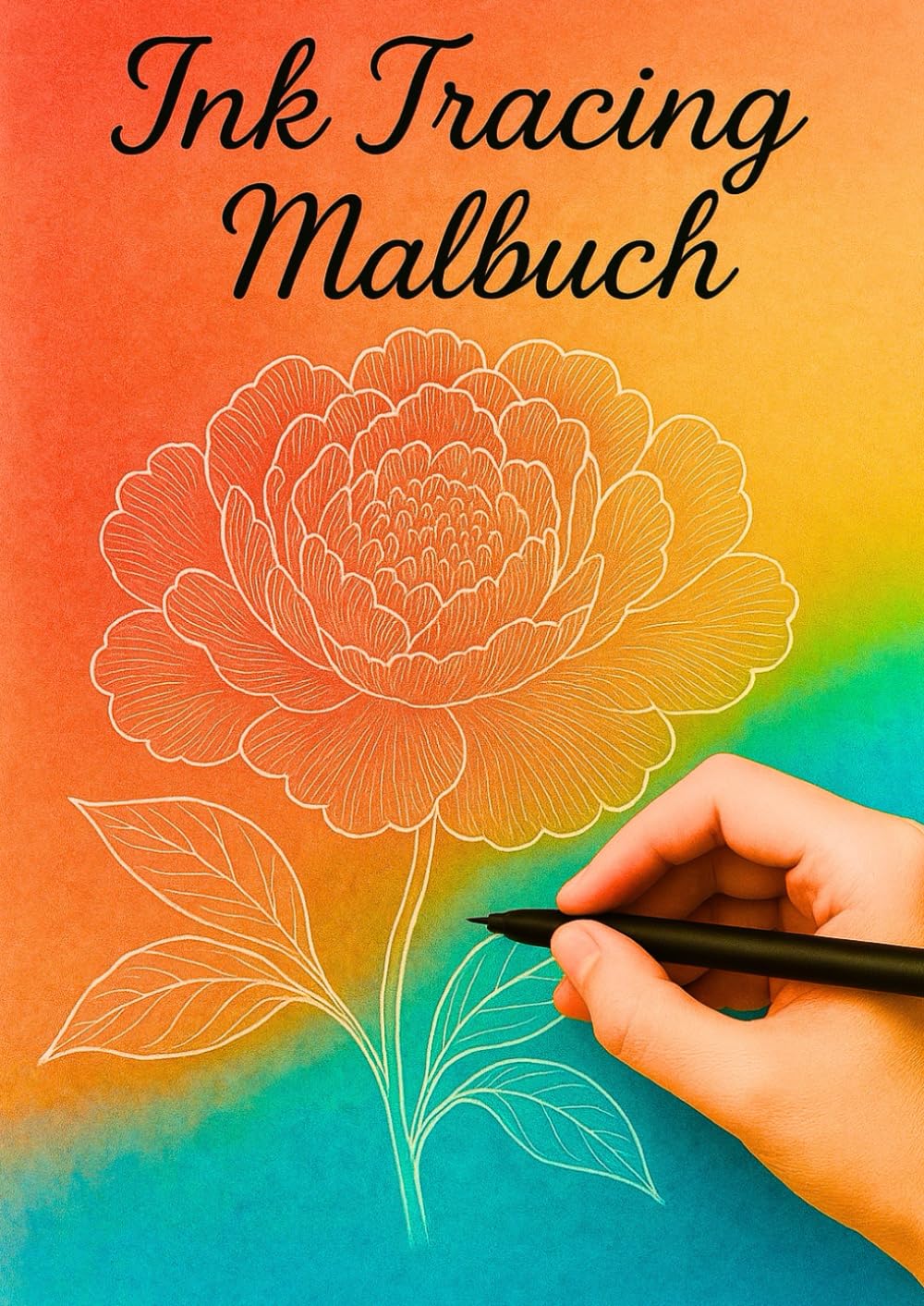 Ink Tracing Malbuch – Pflanzen & Blüten: Kreatives Nachzeichnen mit weißen Linien auf farbigem Aquarellhintergrund Entspannendes Zeichenbuch für Erwachsene & Jugendliche