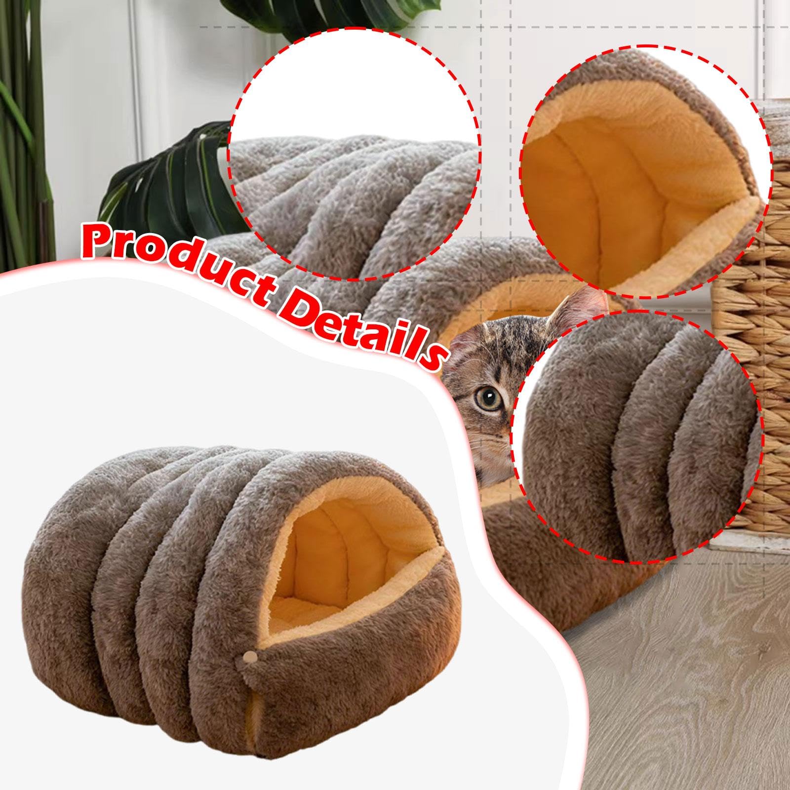 Cama Cueva para Gatos, Cálida, Nido Cerrado para Gatos de Interior, Refugio Suave para Todas, Casa para Que Duerma, Refugio Par, Gris M