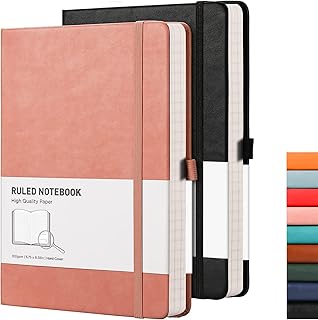 RETTACY Ruled Journal Notebook 2 Pack - A5 Lined Journal for Women with 376 Numbered Pages,Hardcover,100gsm Thick Paper 5....