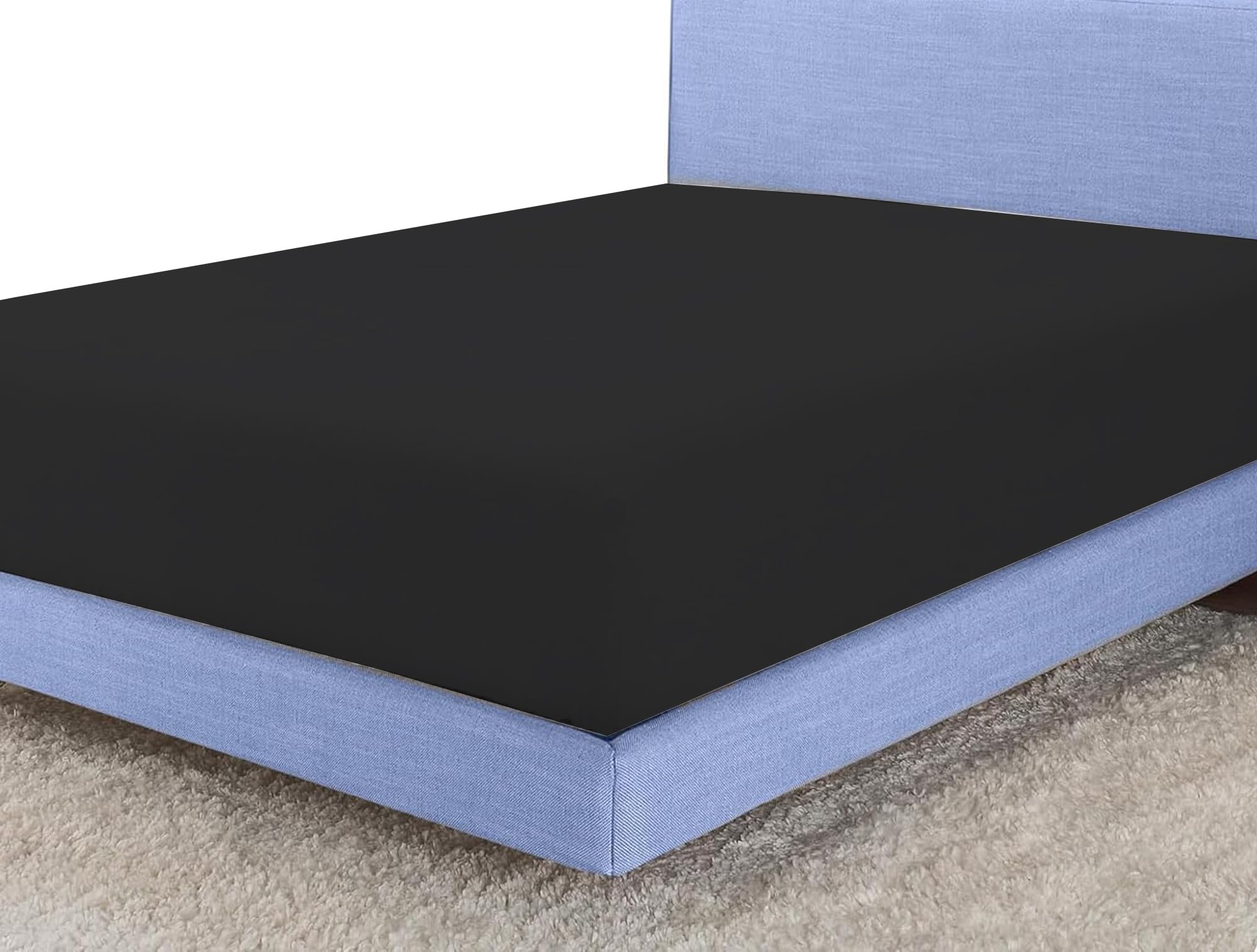 Sunshine Comforts Black Egyptian Cotton 4Ft Fitted Sheet | Small Double 3/4 Bed Sheets Fitted 122X190cm | Deep Pocket 40Cm Soft Breathable Cooling Bed Sheet | 200 Thread Count Anti Wrinkle Fade Resistant Bedding