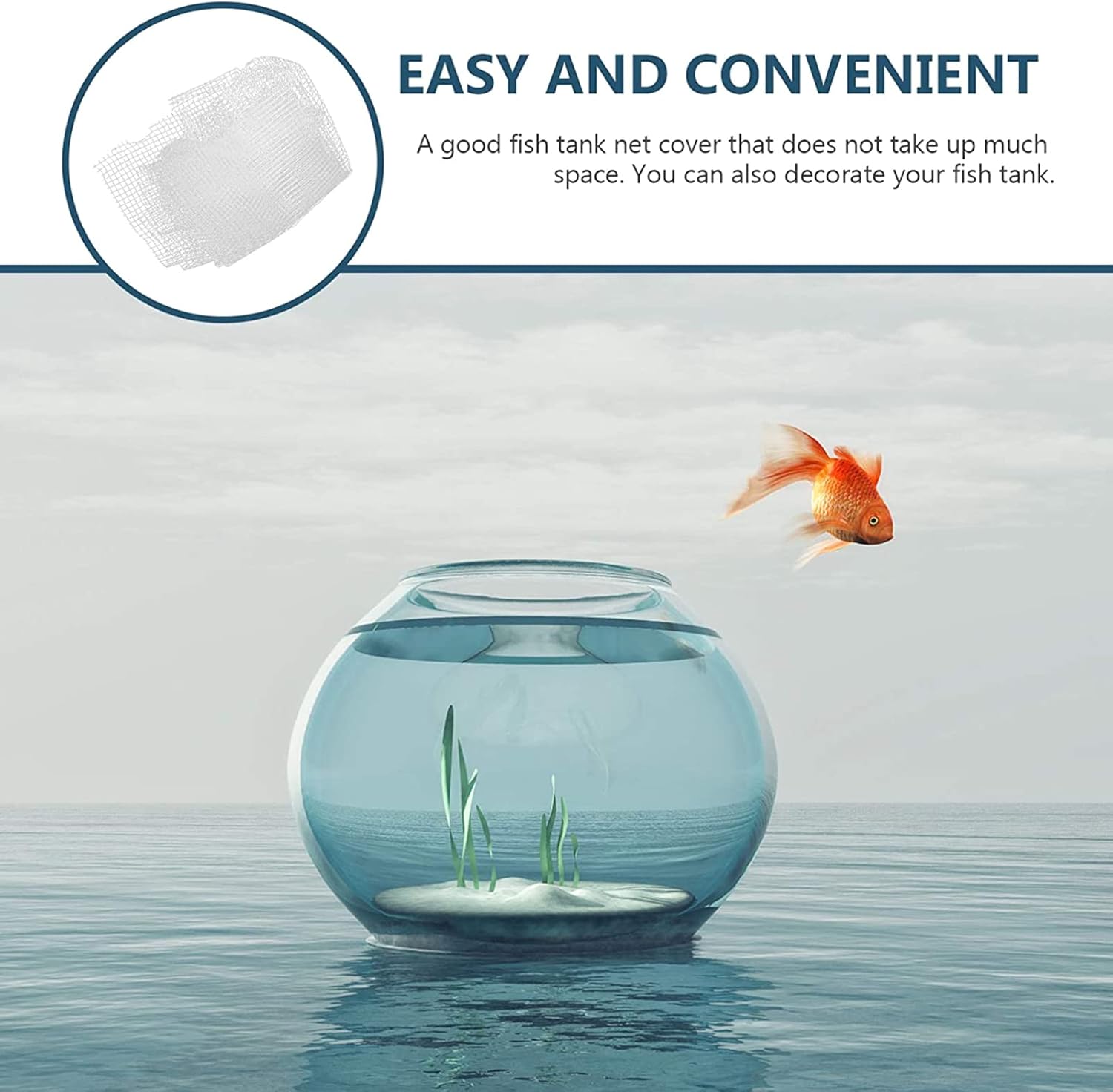 Aquarium Screen Net Clear Mesh Invisible Fish for Screen Net Anti-Jumping Covers Replacement with 4 Fixing Clip