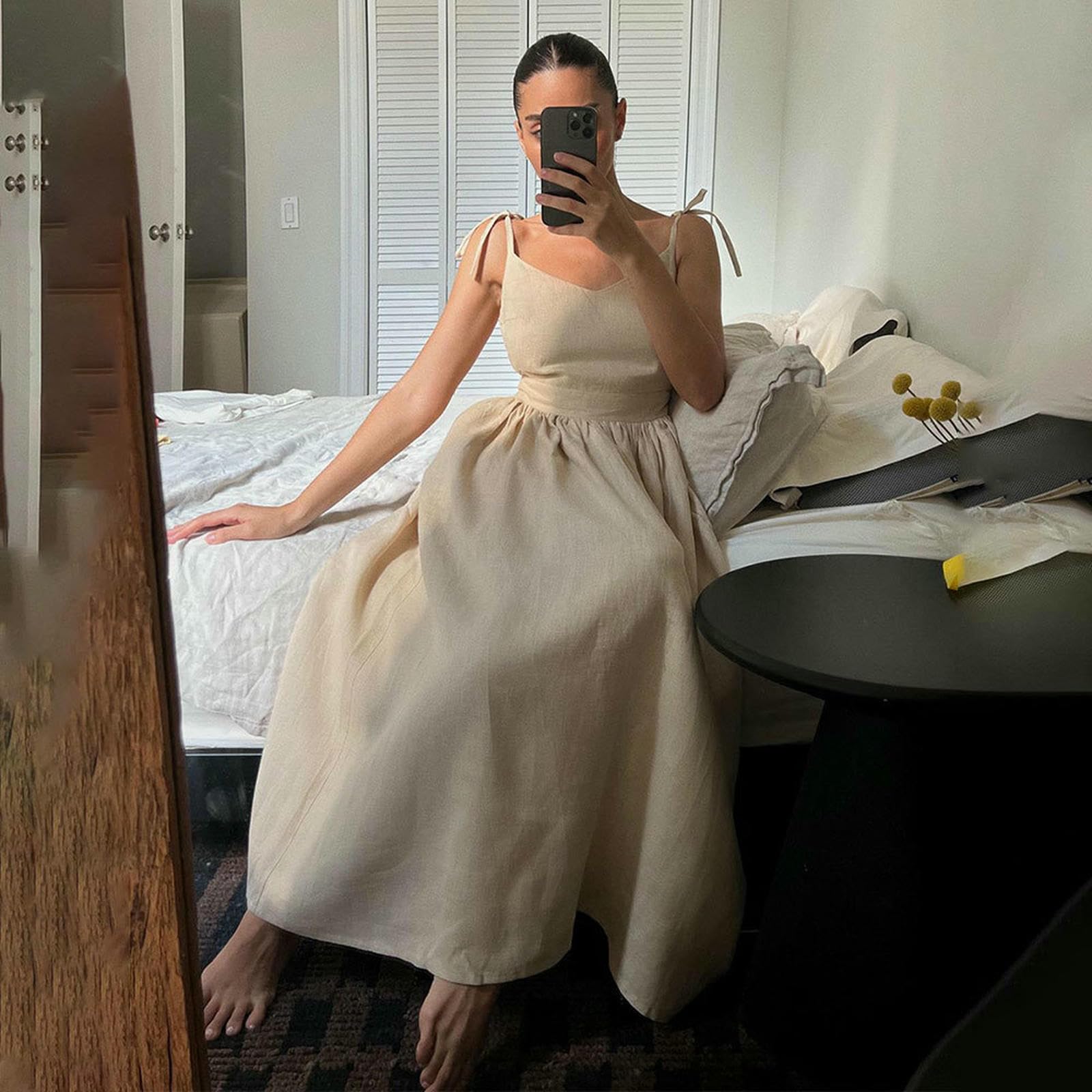 Praktischer Rock Mit Taschen EIN Schlichtes Unterkleid V-Ausschnitt Aus Reiner Baumwolle;EIN Elegantes Und Sexy Rückenfreies Slip-Kleid -rosa-l