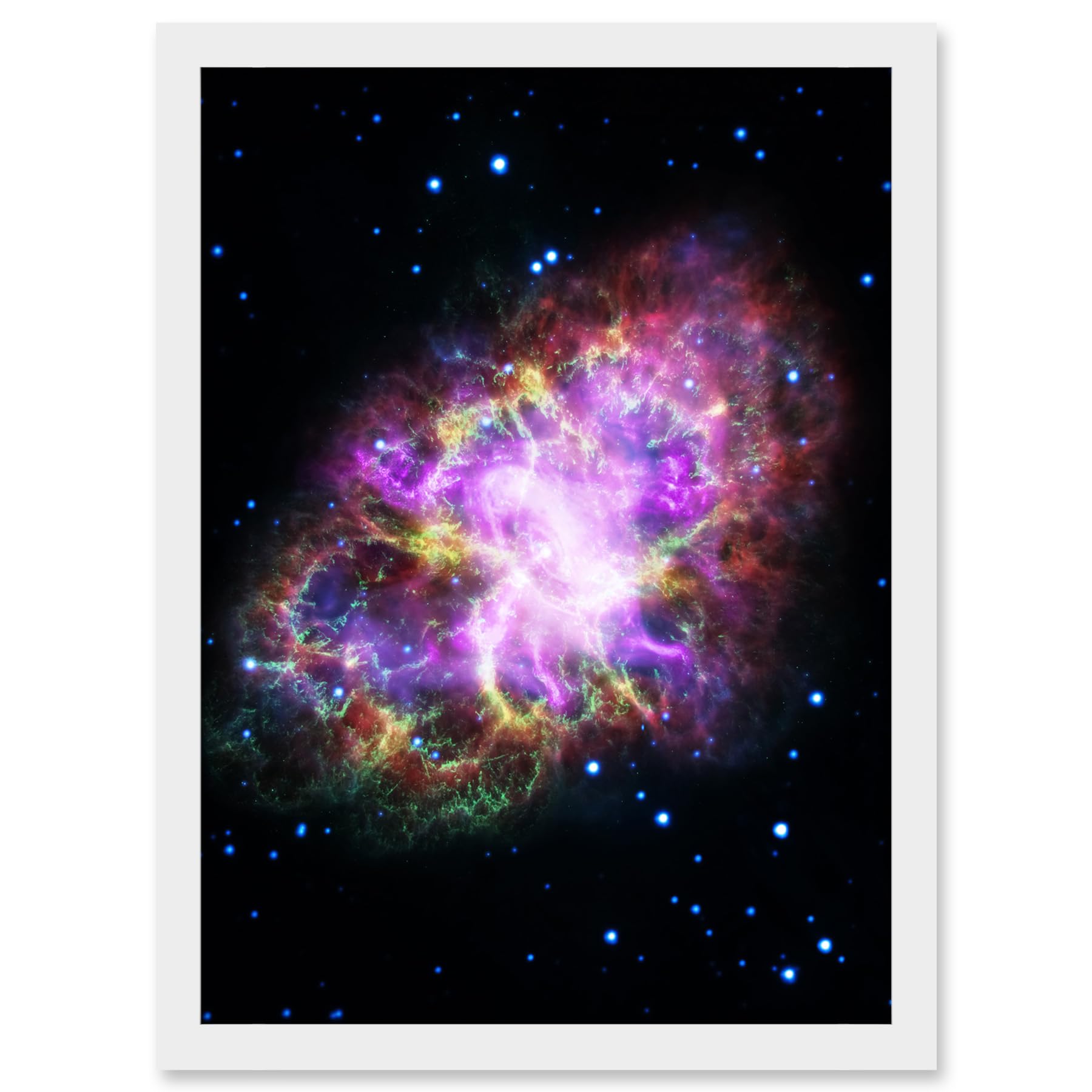 Artery8 Hubble Space Telescope Image Multiwavelength Crab Nebula Detailed Composite From VLA Spitzer Hubble XMM-Newton And Chandra X-Ray Observatory Artwork Framed A3 Wall Art Print