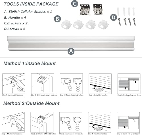 Miniatura 8 de Moonice Persianas celulares opacas con diseño de panal de abeja de arriba hacia arriba, sin cordones, para ventanas, persianas para oscurecer la