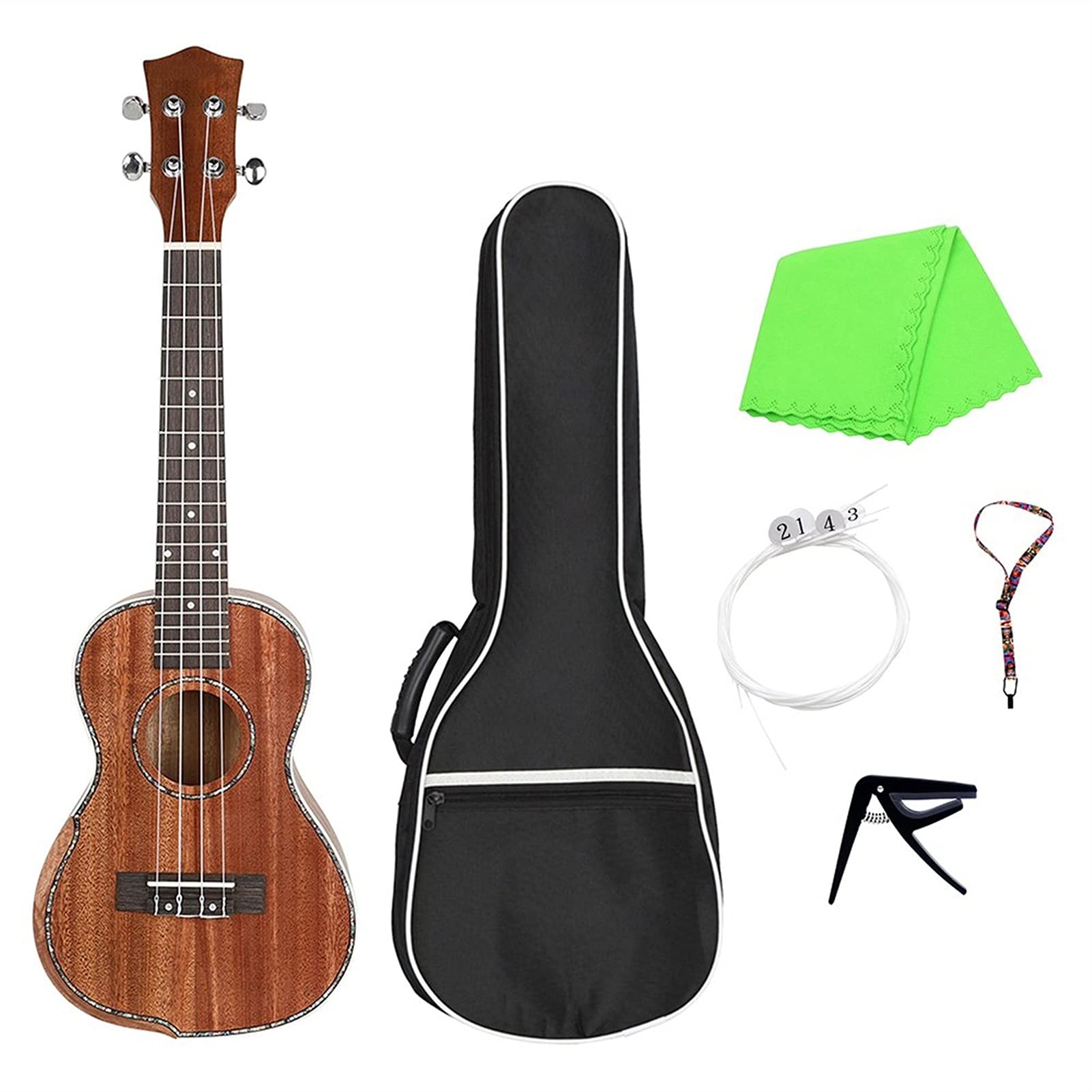 Ukulele Bausatz Konzert-Ukulele 23inch Ukulele Sperrholz Körperbau Holzbrücke Mit Gig Bag Saiten Capo Reinigungstuch Strap