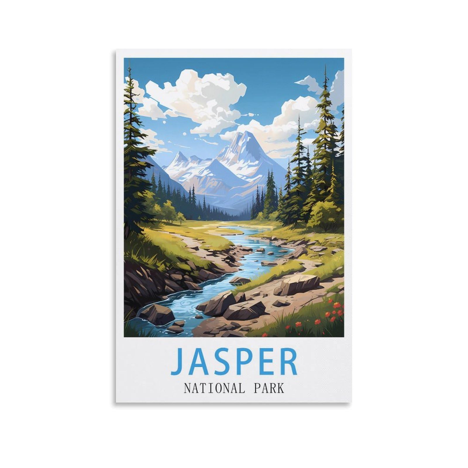 LNUYITR Jasper National Park Vintage Travel Poster 08x12inch(20x30cm) Canvas Art Posters And Wall Art Picture Prints Modern Home Bedroom Decor Posters