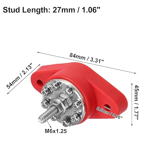 Miniatura 3 de X AUTOHAUX 1 Unidades Bloque de distribución de energía de 1/4 "Barra de bus de 8 puntos, 16 tornillos, bloque de terminales para barco, coche,
