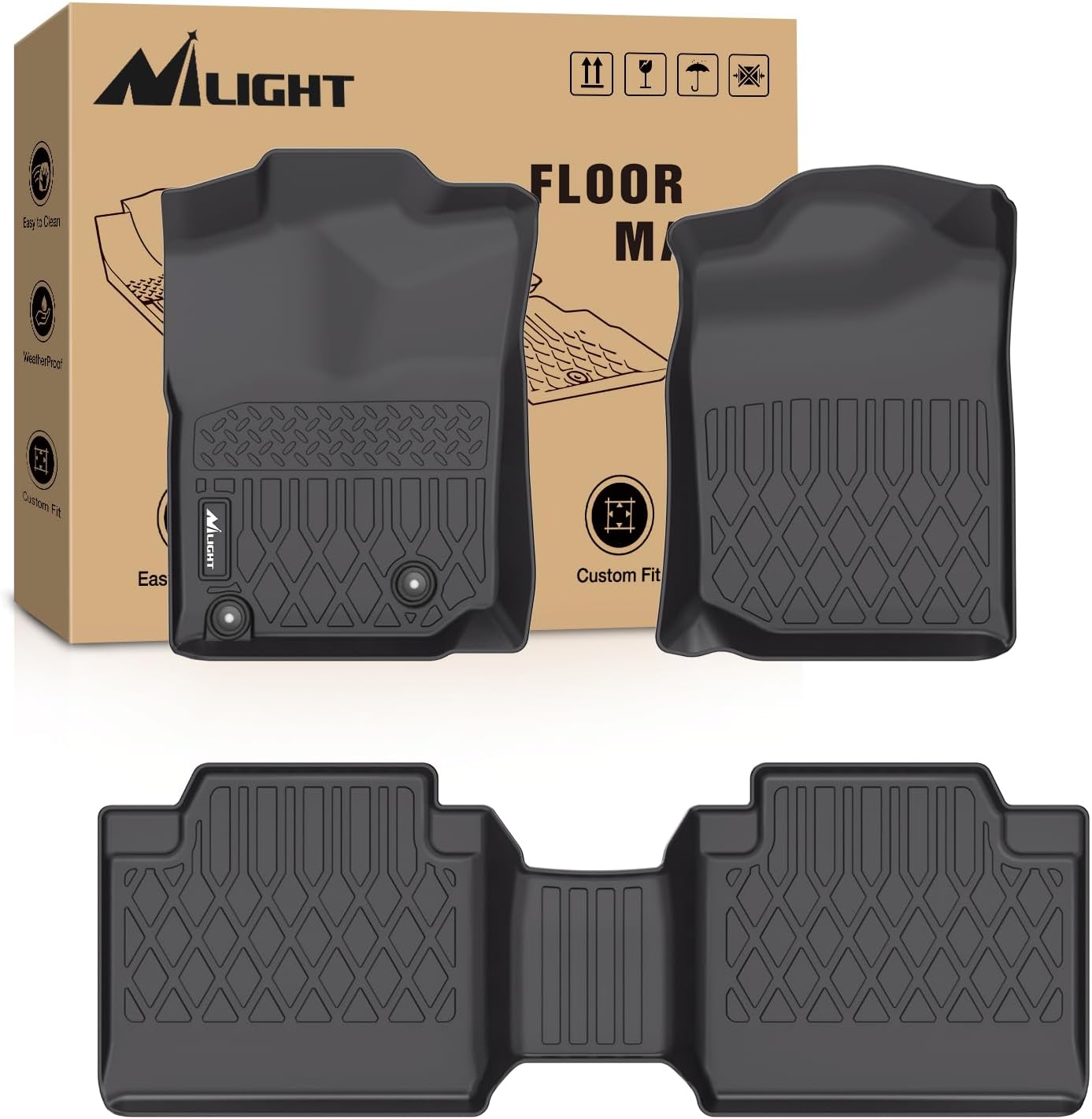 Nilight TPE Floor Mats for Toyota Tacoma Access Cab 2008 2009 2010 2011 All Weather Custom Fit Heavy Duty Floor Liners