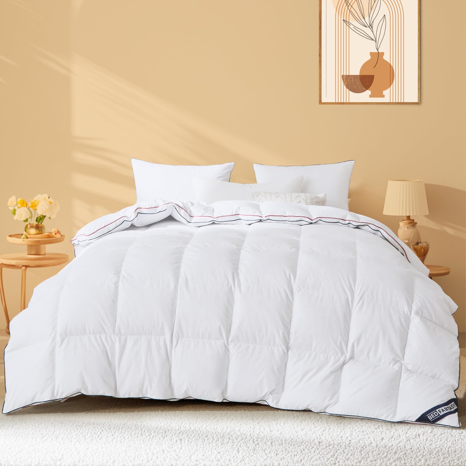 BedFabtasy Luxury Gusseted Feathers Down Duvet King Size 10.5 Tog, 100% Organic Cotton Cover, 600TC, Breathable & Soft & Down Proof, Hotel Quality King Size Quilt, All Season & Machine Washable โ image 1