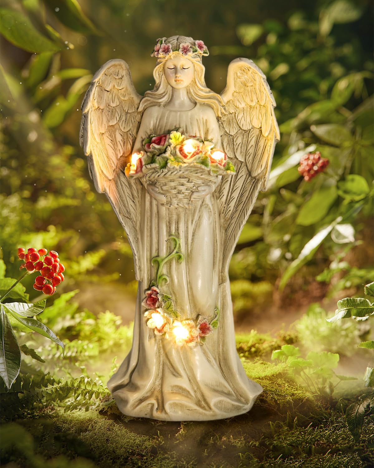 Pixlark Angel Garden Decor Outdoor Statues 12 Inches Solar