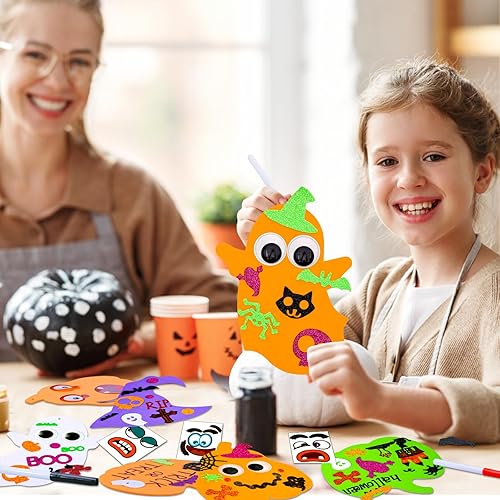 Miniatura 5 de Garma Juego de 330 calcomanías de espuma, manualidades de Halloween para niños, calabaza, fantasma, araña, murciélago, bruja, sombrero de bruja, kit