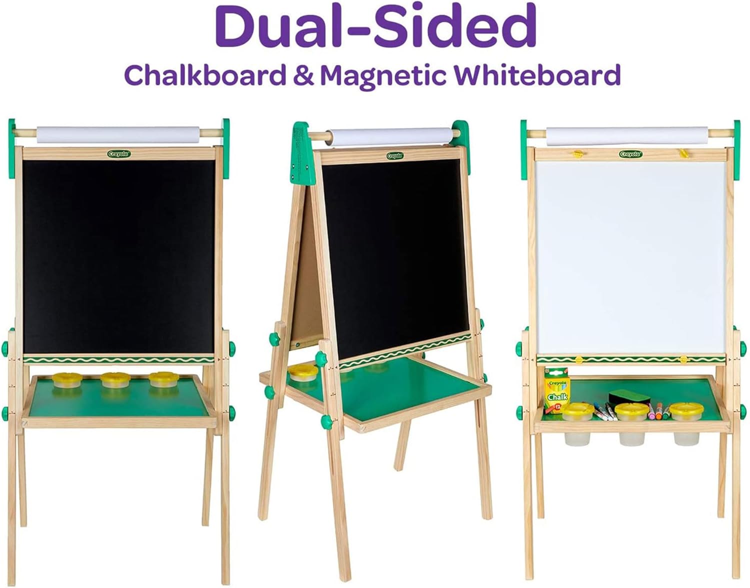 Crayola Wooden Art Easel for Kids, 2-in-1 Dry Erase Board & Chalkboard, Gifts for Toddlers, Ages 3, 4, 5