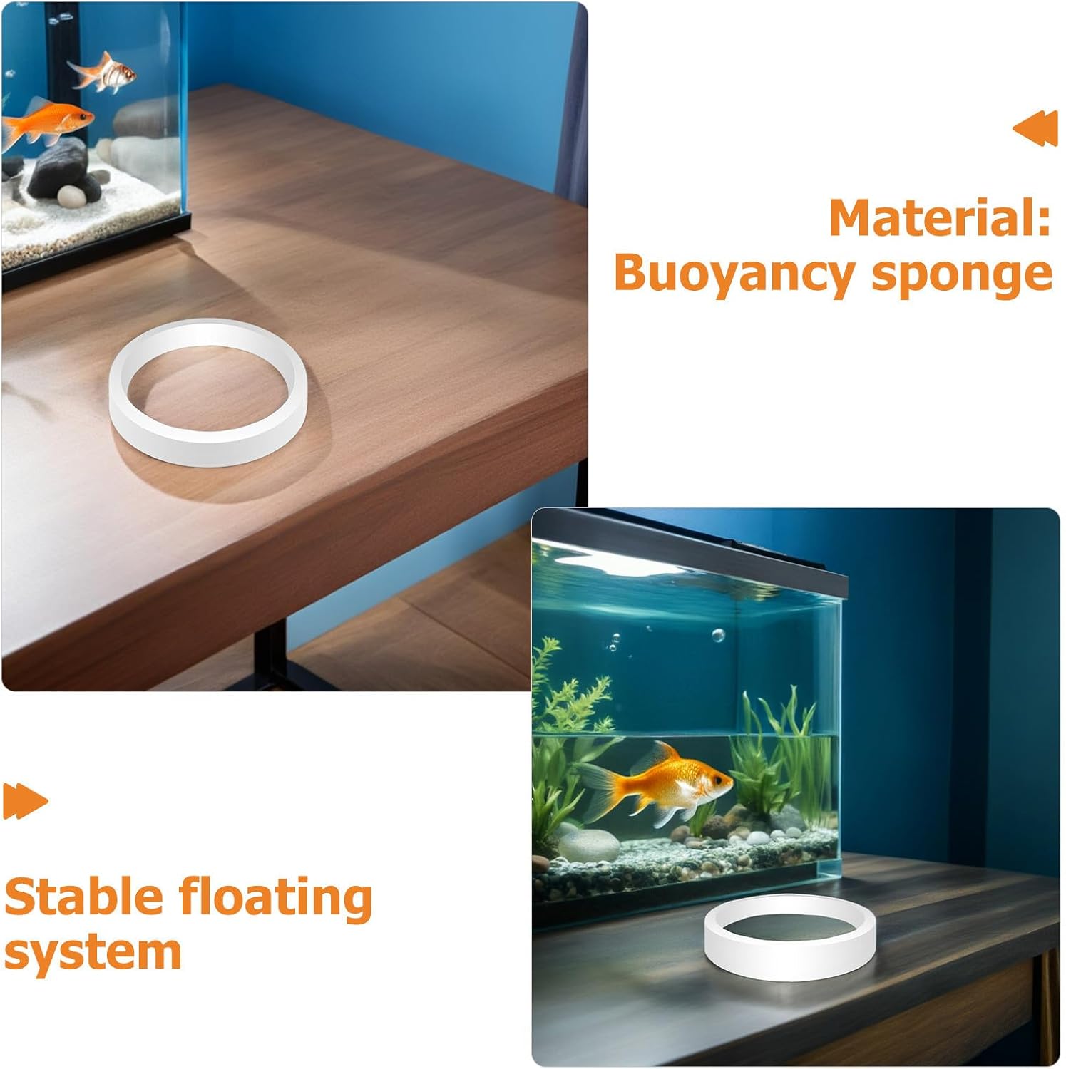 BETOOKY Feeding Ring for Fish Tank: Saltwater Aquarium Feeding Ring - 5.5" Floating Fish Feeder Circle - Turtle and Betta Feed Barrier Reusable Plant Fence