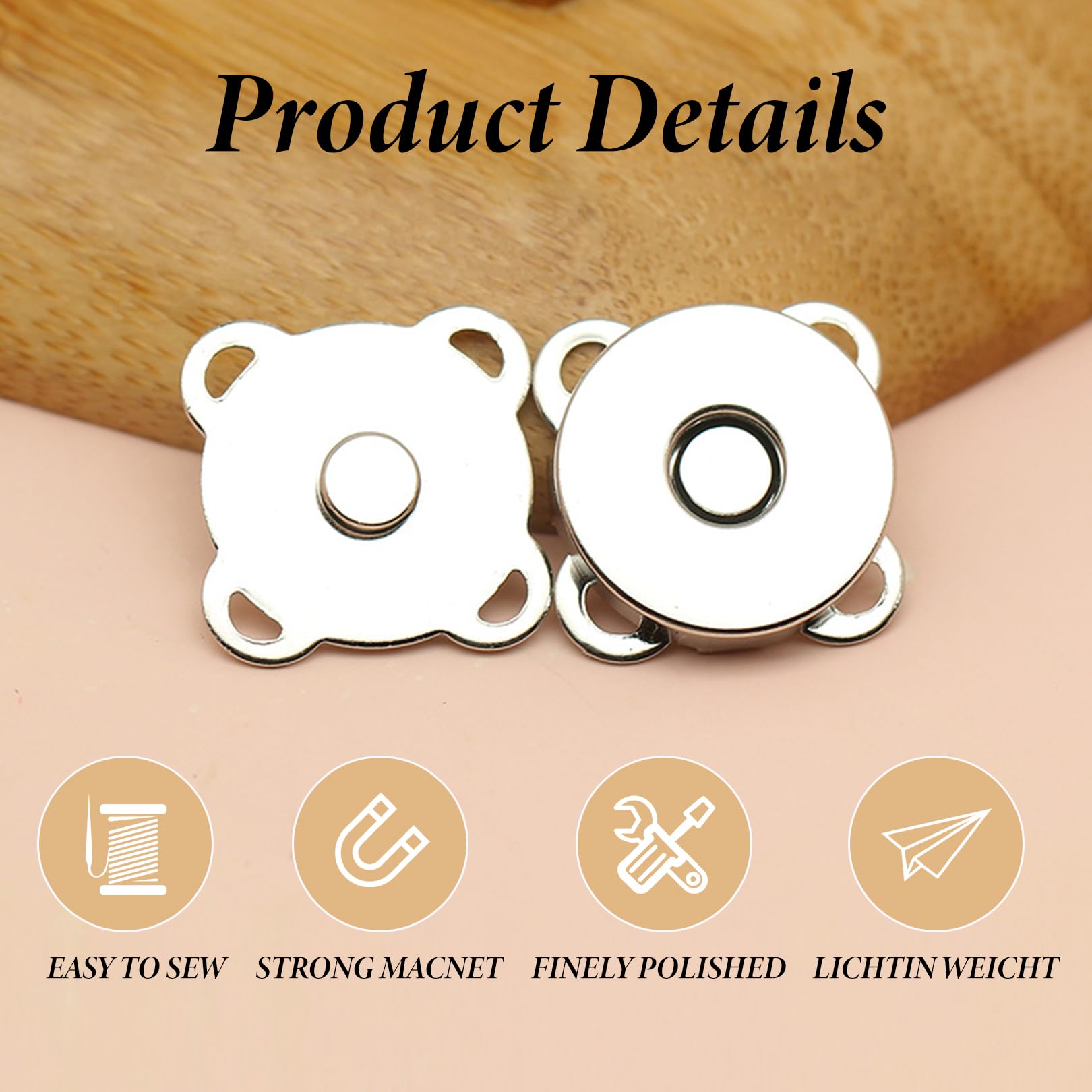 CCYKXA Lot De 12 Paires De Boutons Magnétiques à Coudre 14 Mm Pour Bricolage Couture Artisanat Sacs A Main 2 Couleurs 91513098