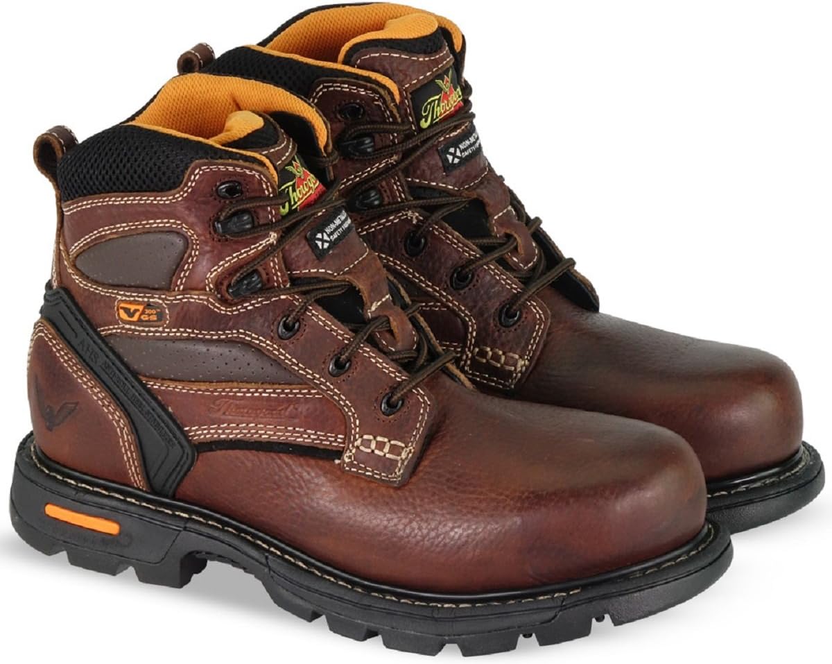 Thorogood 804-4446 Gen-flex2Ê6 Plain Toe, Composite Safety Toe Boot, Brown - 9 W US