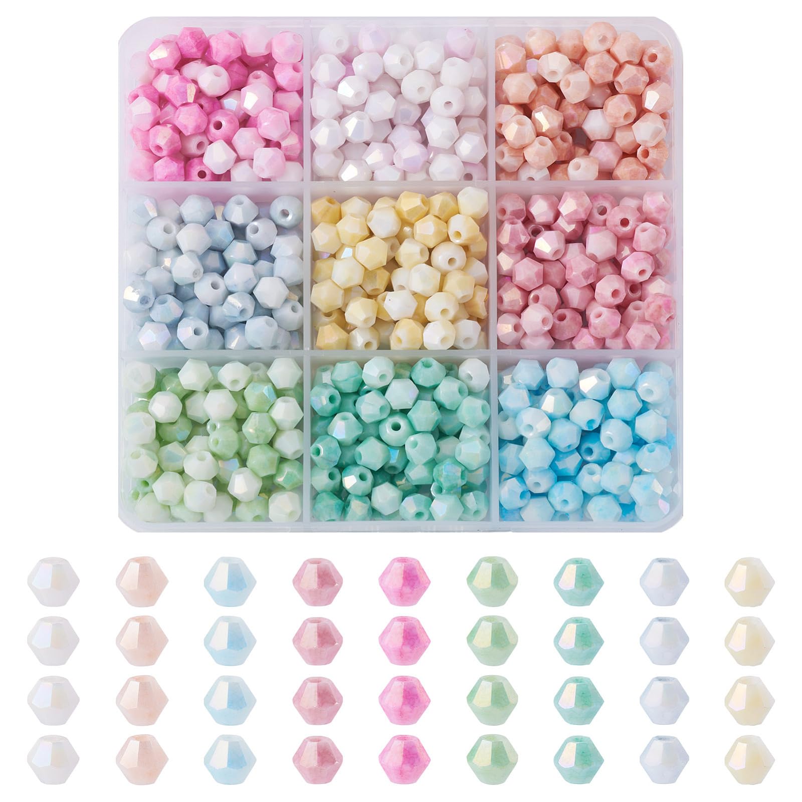 Perles d'espacement à facettes scintillantes en verre pour faux cristaux