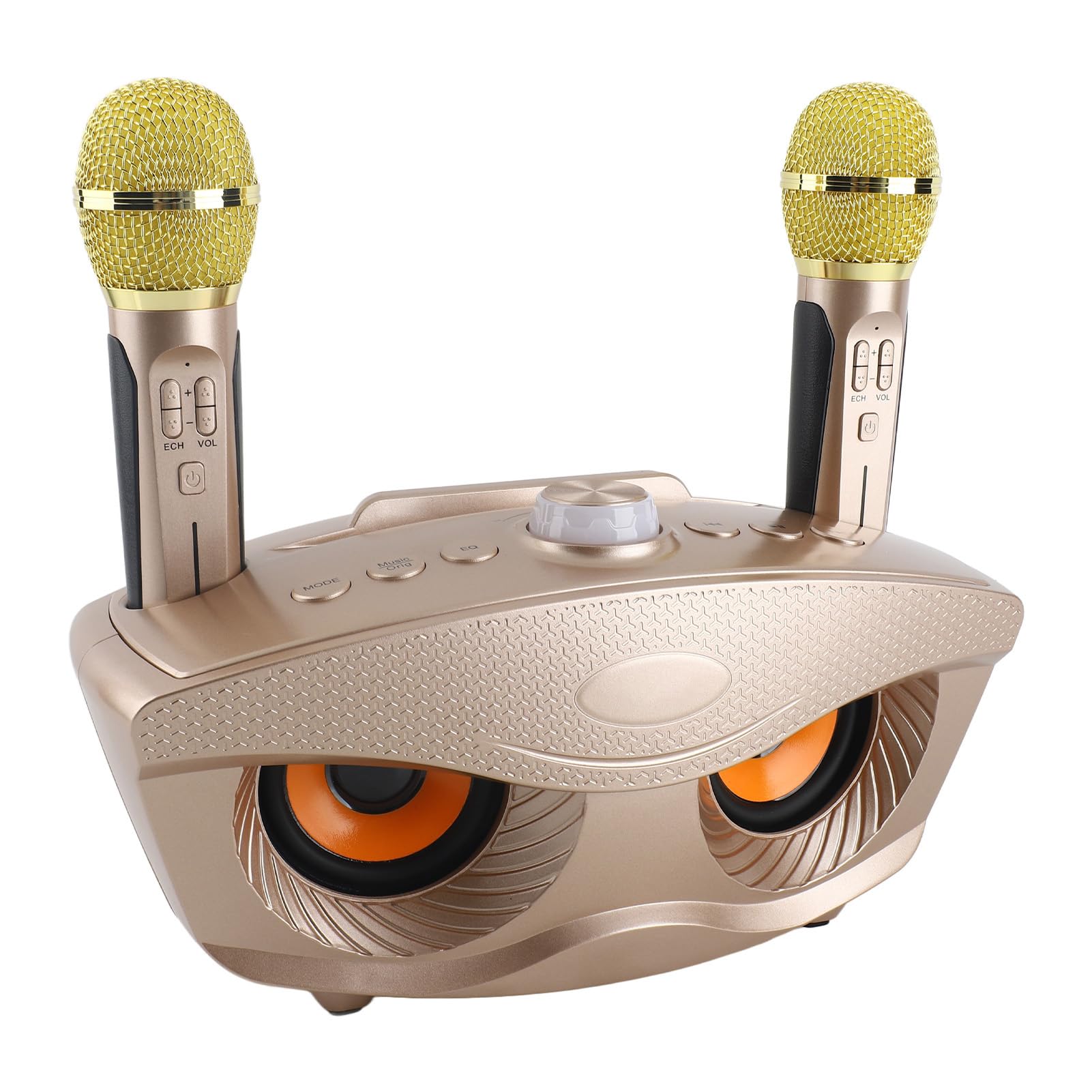 Altoparlante Bluetooth con due microfoni per karaoke a casa, karaoke, altoparlante portatile wireless Bluetooth con ingresso AUX e supporto USB, ideale per riunioni familiari e amici (oro)