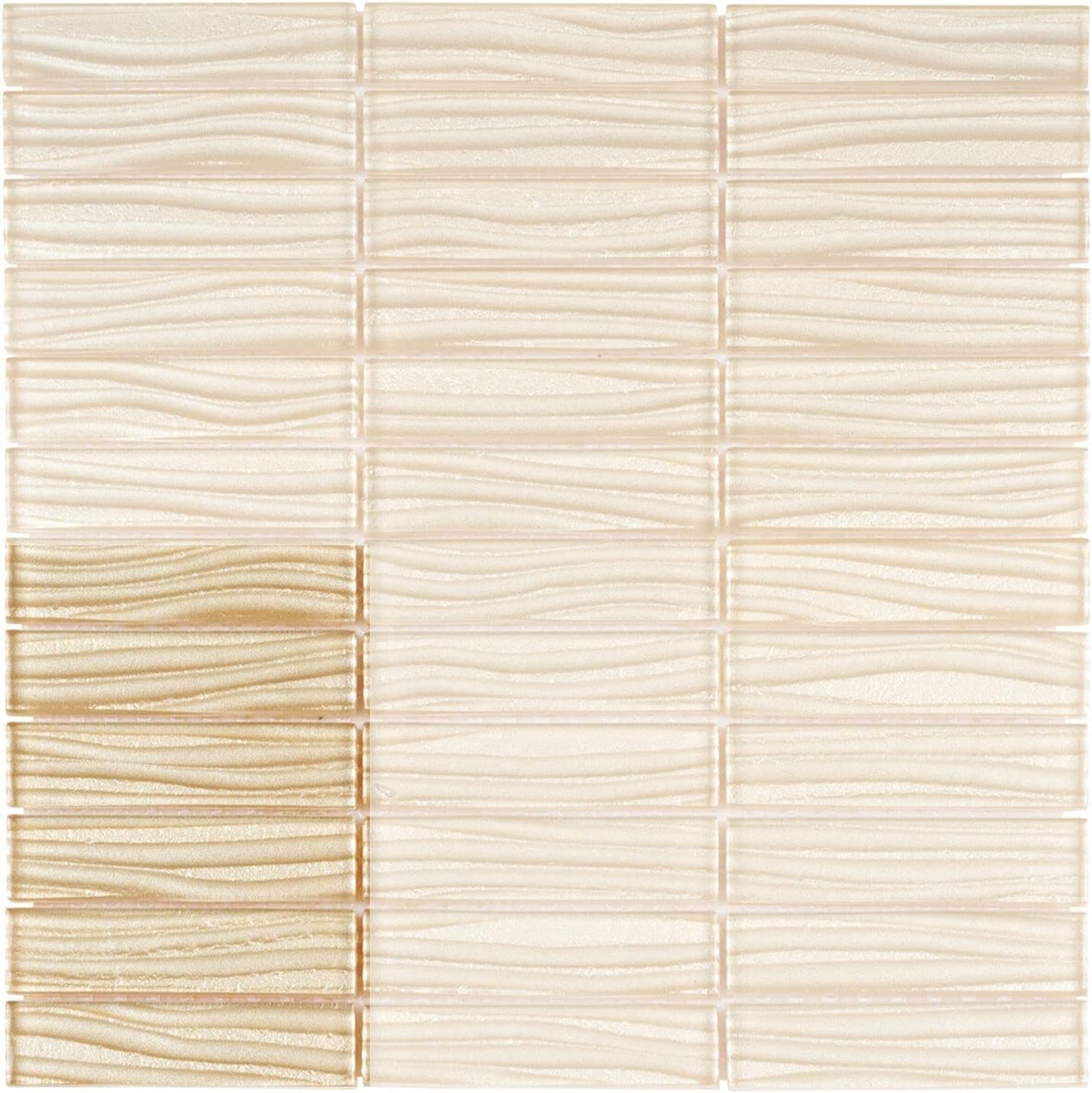 Modket Stacked White Wave Cold Spray Glass Tile Mesh Mounted Backsplash TDH38MO (5 Sheets)