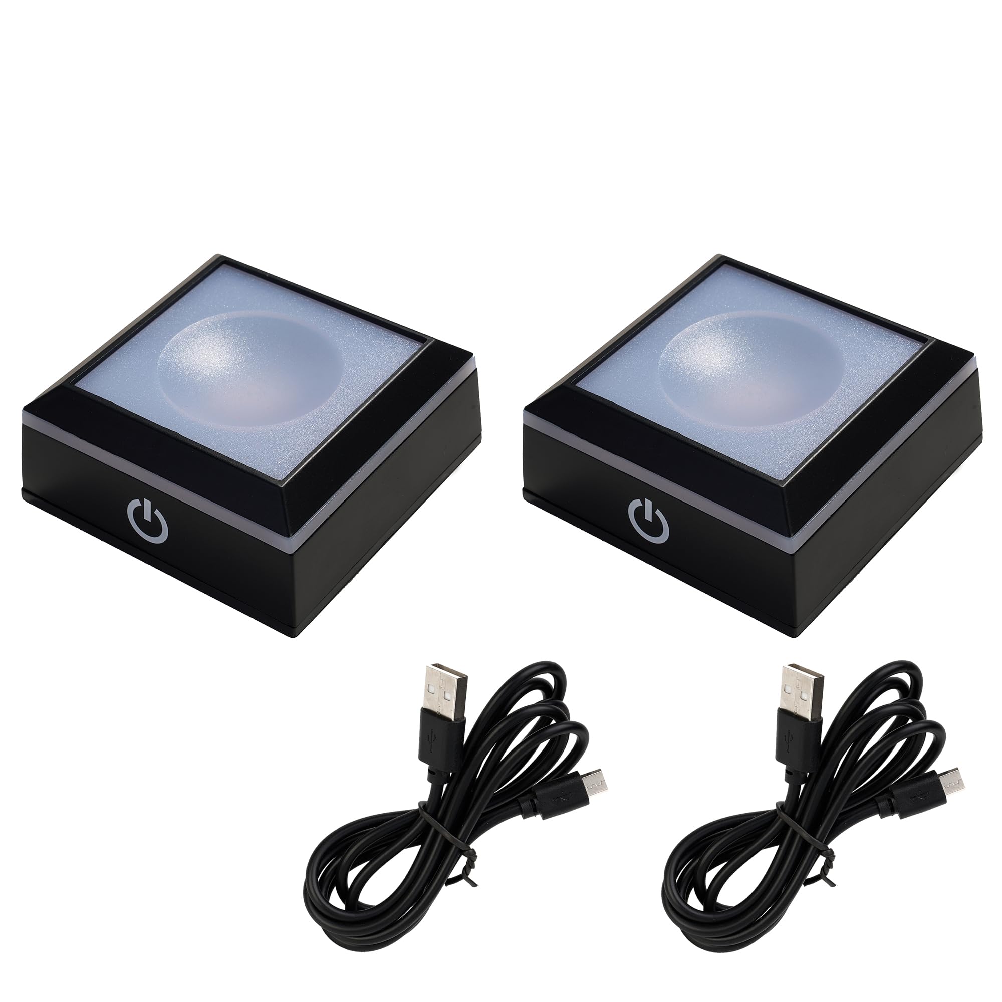 LED Crystal Display Base - 6-Color Touch Light for 3D Glass Art, Home Decor &amp; Gift Display (2.68x2.68in ABS Platform) Set of 2