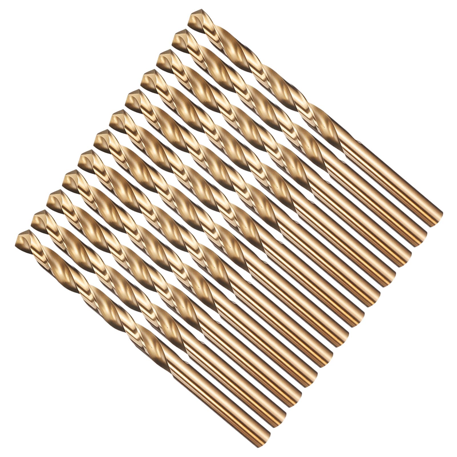 METALLIXITY 6.4mm Drill Bit (1/4") 12Pcs, 4241 High-Speed Steel Straight Shank Gold Finish 135° for Wood Plastic Iron Copper Aluminum Low Soft Metal