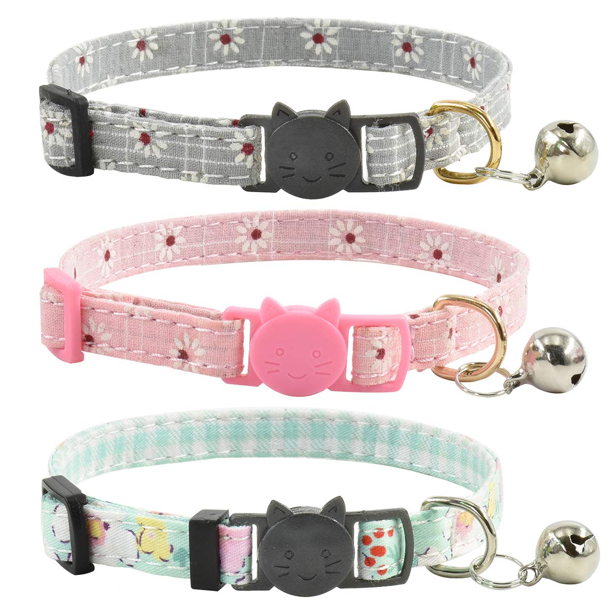 3-Pack Easter Cat Collar With Bell – Breakaway Adjustable, Bunny & Egg Design, Nylon, Safe For Kittens & Small Dogs