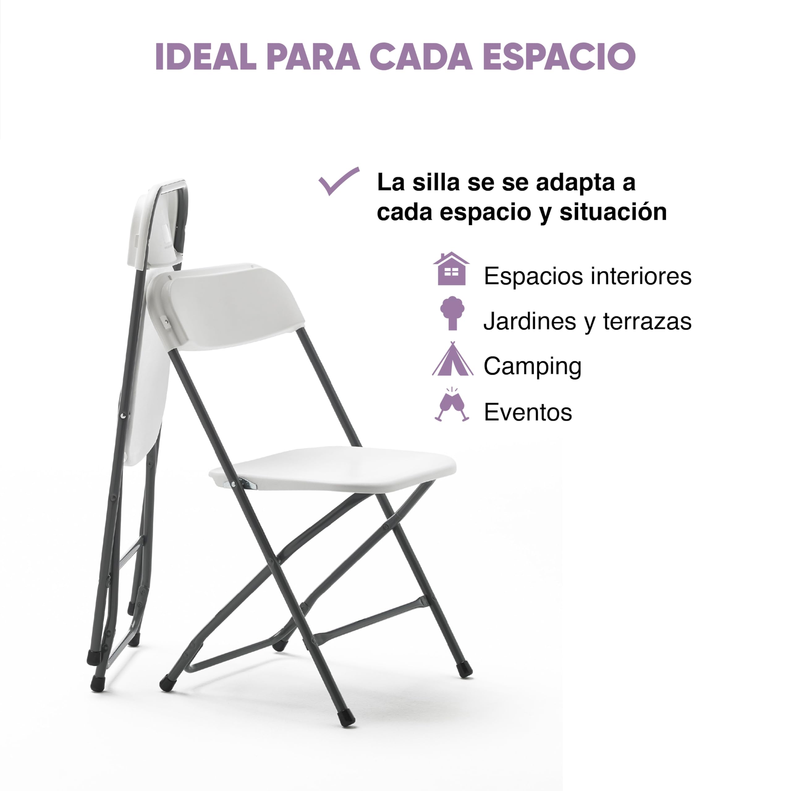 KG KITGARDEN - Pack de 2 Sillas Plegables Multifuncionales, 80x45x45cm, Blanco