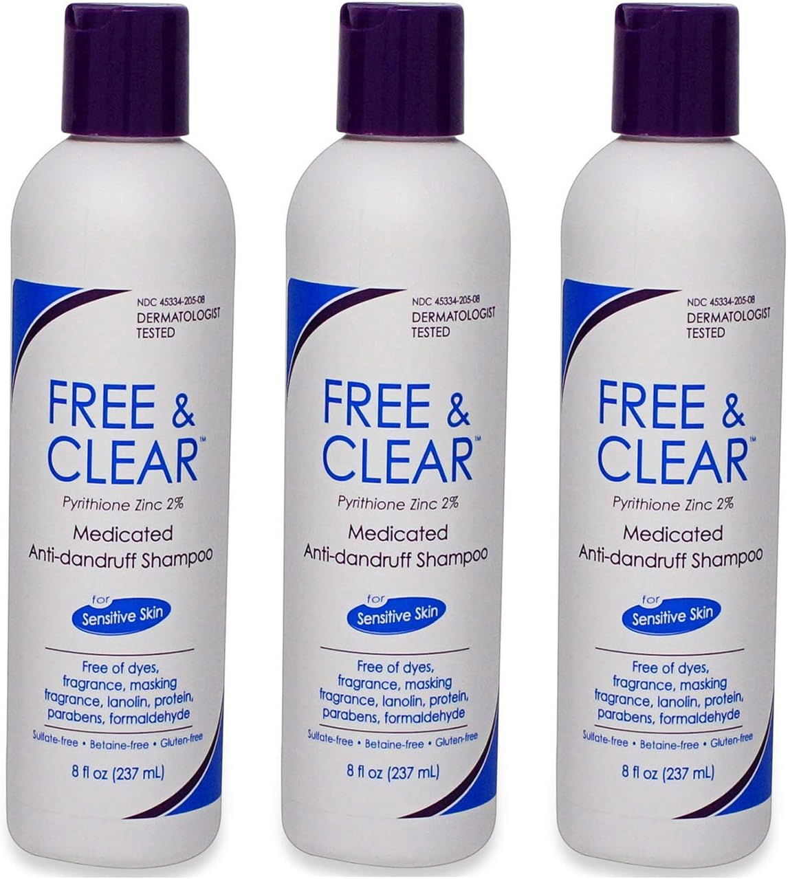 Vanicream Medicated Anti-Dandruff Shampoo, 8 fl oz Each (Pack of 3)