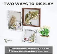 Vista 7 de Muzilife Marco de Fotos Shadow Box de 11x14 pulgadas con Tablero de Lino - Madera Profunda y Vidrio Templado, Estuche Rústico de Exhibición Listo