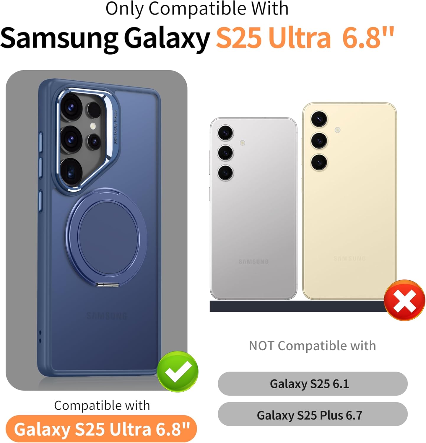 GOLDJU for Samsung Galaxy S25 Ultra Case with 360°Rotatable Magnetic Stand [Military Drop Protection] [Compatible with MagSafe] Matte Translucent Slim S25 Ultra Case with 9H ScreenProtector, Blue 2025