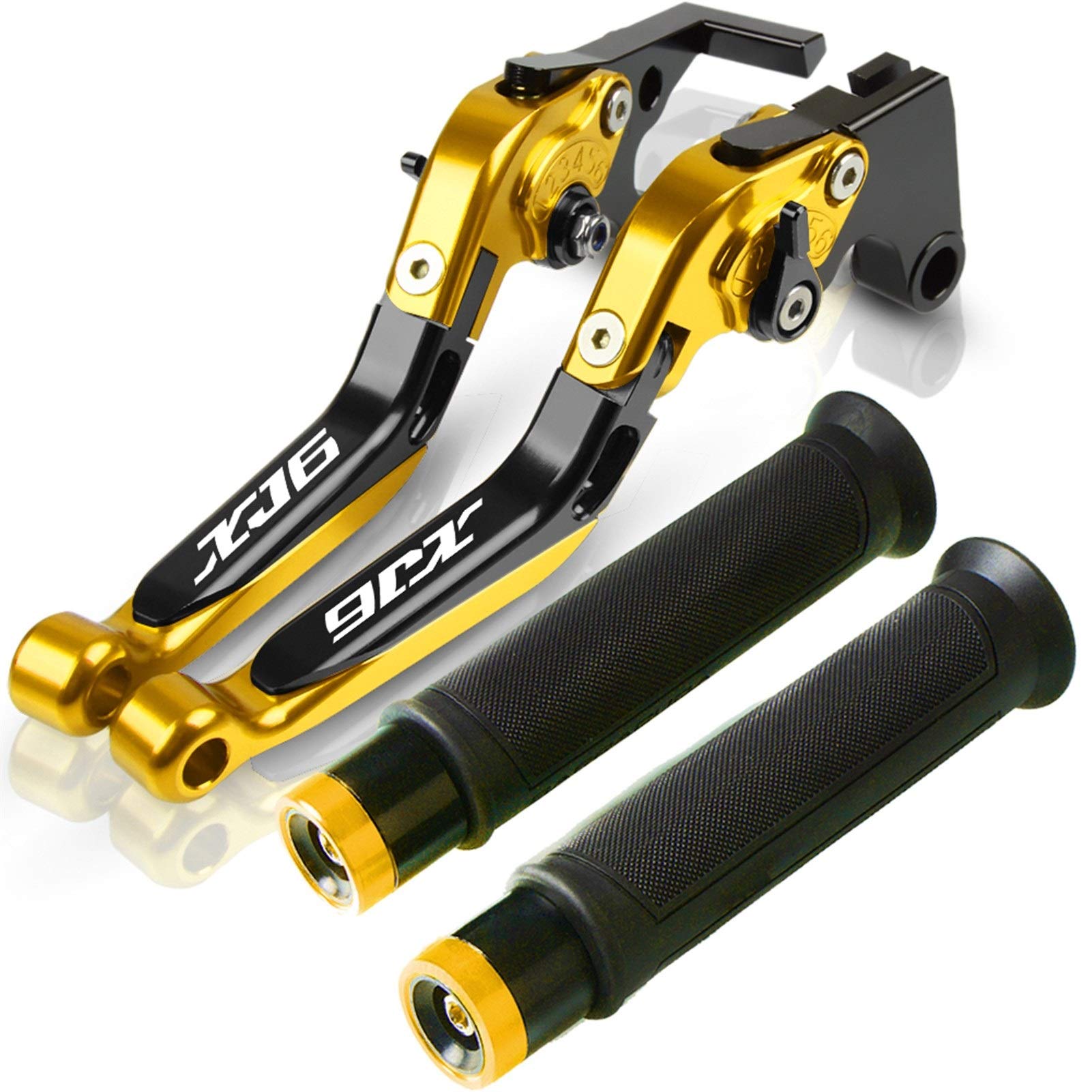 Ensemble De Leviers De Moto pour Yamaha XJ6 N S 1995 1996 1997 1999-2003 Moto Réglable d'embrayage Pliant Extensible Leviers De Frein Guidon Poignées (Couleur : D