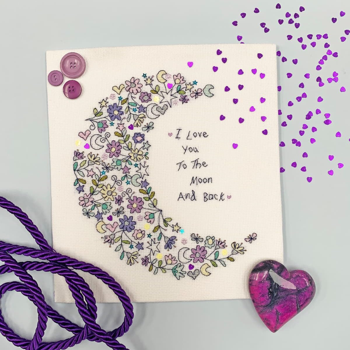 Bothy Threads Counted Cross Stitch Kit - Love You to The Moon