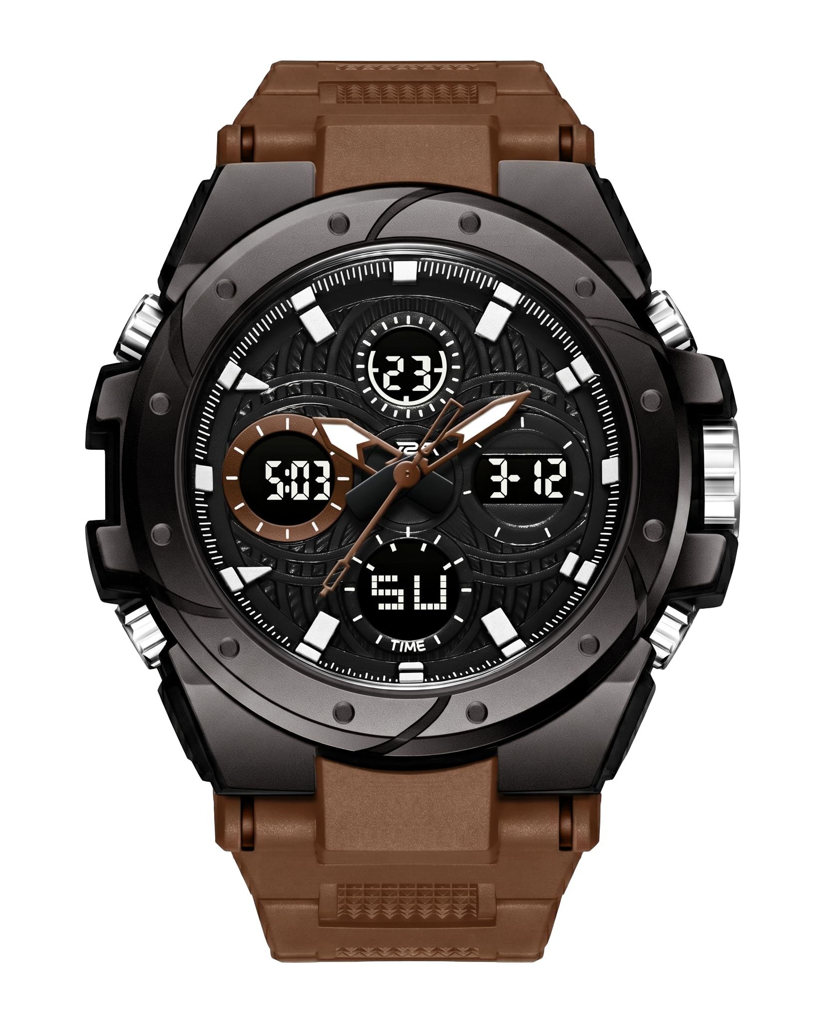 v2a Stryke-VOLTRIX 5130 Analog-Digital Sports Watch for Men | Layered Dial Design | Bold Urban Performance Watch with 50M Water Resistance, Alarm, Stopwatch, Day-Date & Backlight-picture-42