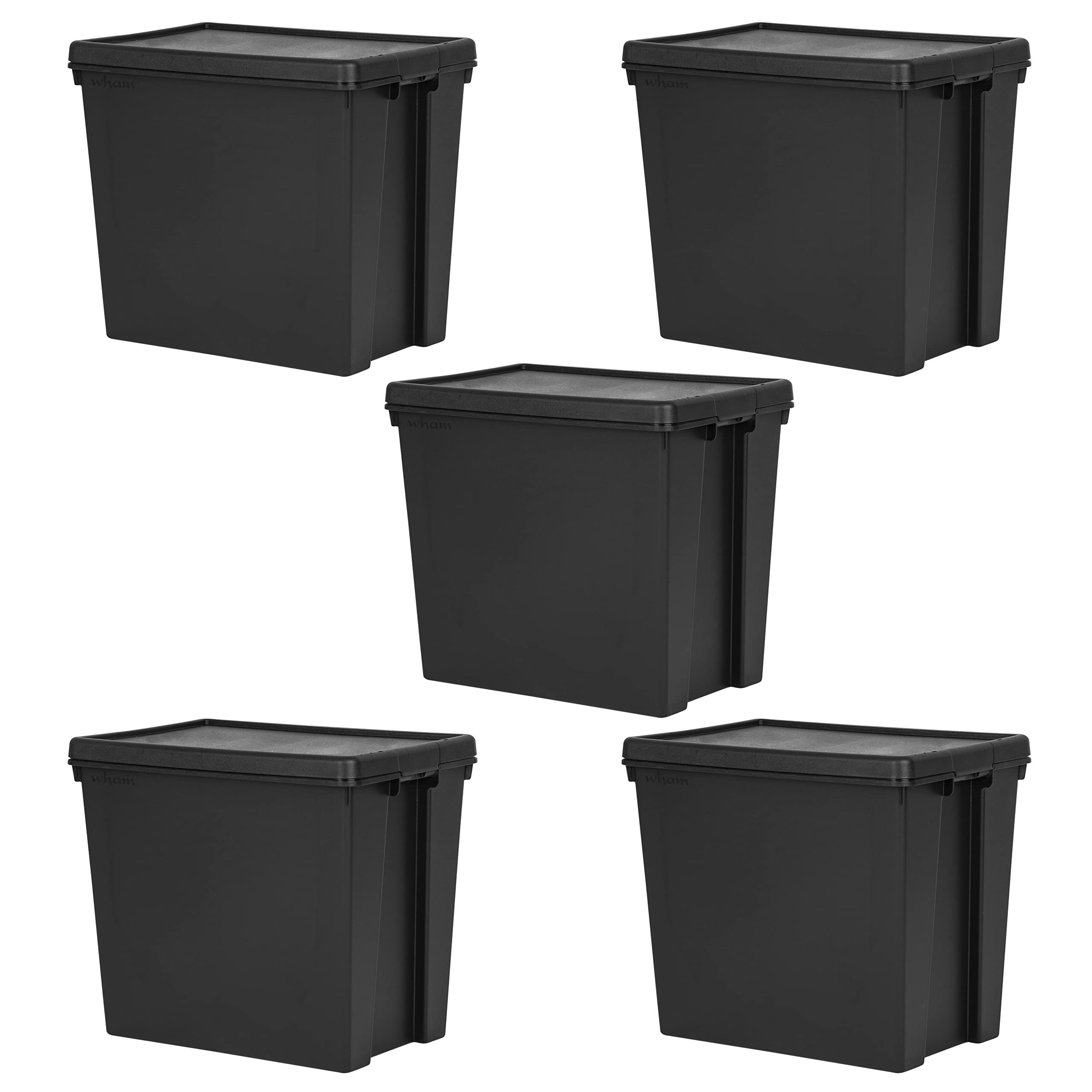 JMS we create smile - Black Bam 100% Recycled Super Strong Impact Resistant Re-Usable Storage Boxes With Lids 92 Litre 59.50 x 40.00 x 52.00 cm (3 Box)