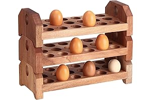 Patelai Wooden Egg Holder Countertop Storage Trays for 54 Fresh Eggs