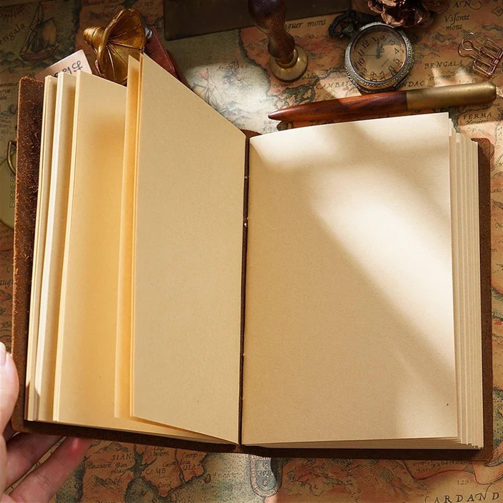 Quaderno Appunti 2 Set di quaderni creativi in ​​Pelle, quaderni Fatti a Mano, quaderni di Schizzi, diari Vintage(A)