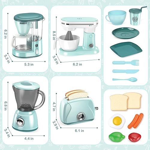 Miniatura 7 de Shemira Juego de accesorios de cocina, juego de electrodomésticos de cocina con cafetera, licuadora, batidora, tostadora, juego de cocina para