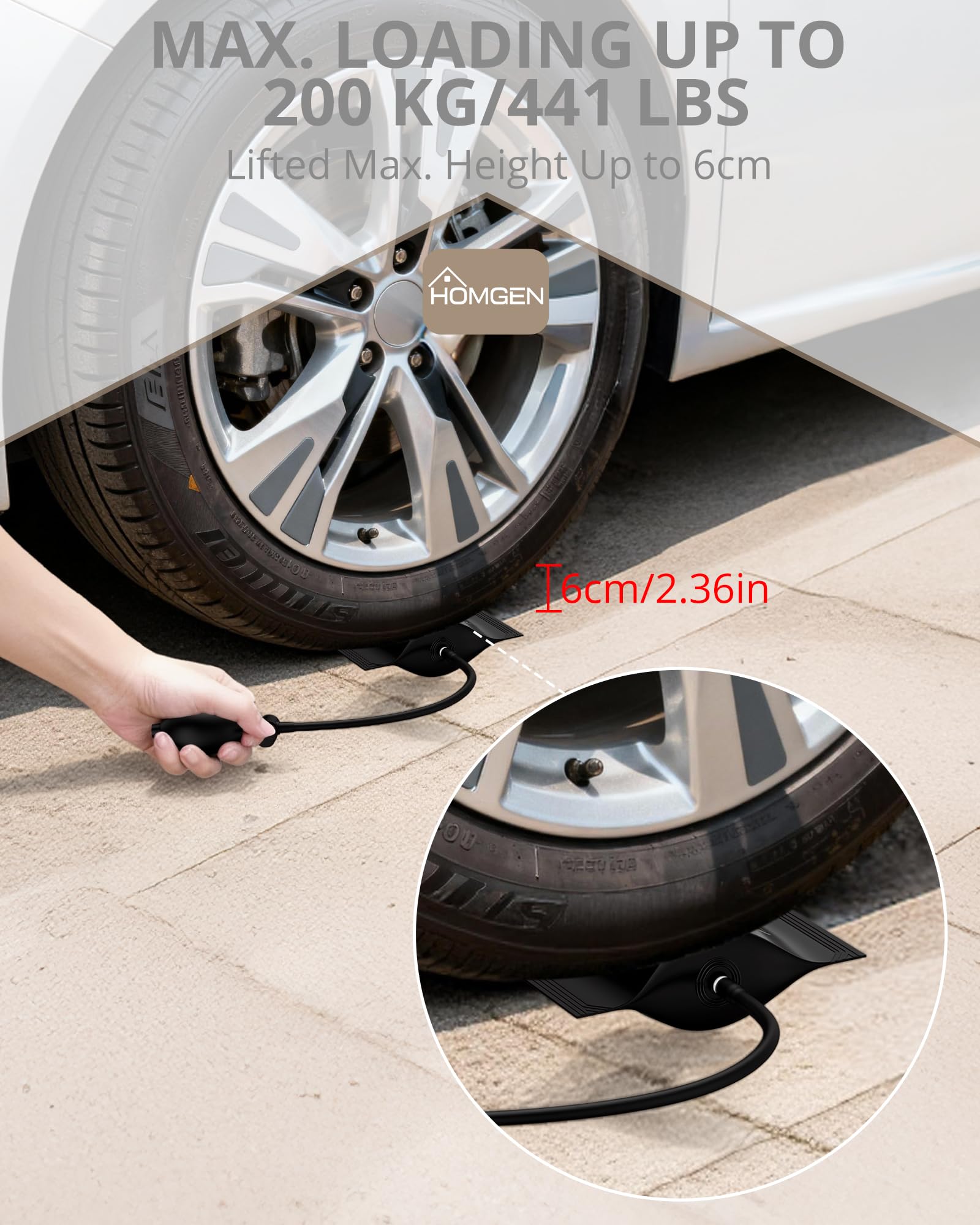 HOMGEN 4 Pezzi Pompa ad Aria per Finestre Max Carico 200kg Cuscinetti ad Aria per Sollevamento in TPU con 4 Cune Cuscini Gonfiabili ad Aria per Installazione Porte Finestre Spostare Mobili