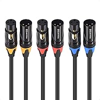 Vista 8 de Cable Matters Paquete de 3 cables XLR blindados de alta calidad codificados por colores, cable de micrófono XLR de cobre sin oxígeno (OFC) macho a