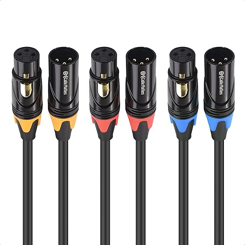 Miniatura 8 de Cable Matters Paquete de 3 cables XLR blindados de alta calidad codificados por colores de 3 pies, cobre sin oxígeno (OFC) XLR macho a hembracable