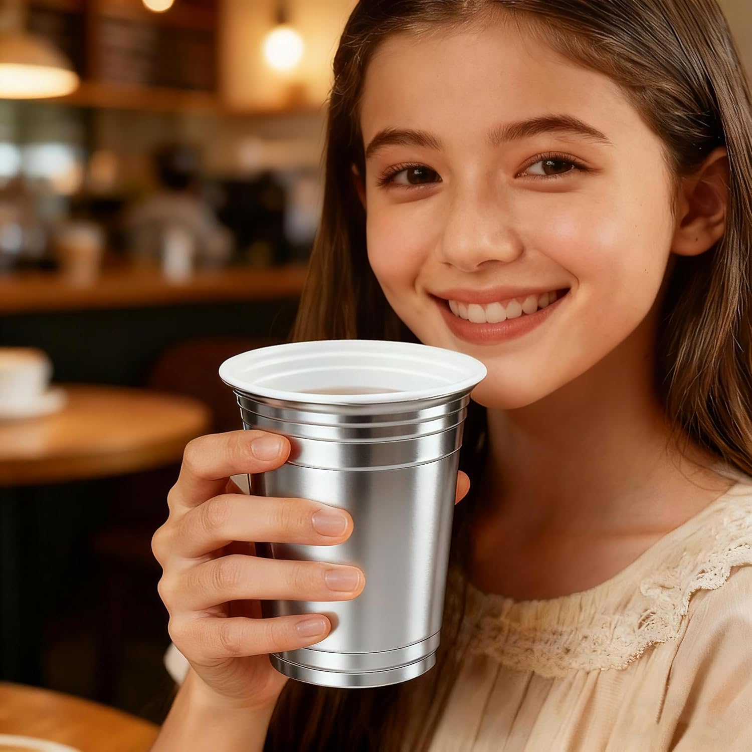 16 oz - 100 Count Metallic Plastic Cups, Disposable Plastic Party Cups for Easy Cleanup and Large Gatherings, Gold Metallic Cups for Birthdays, Parties, Christmas, and Everyday Use (Silver) - Image 8